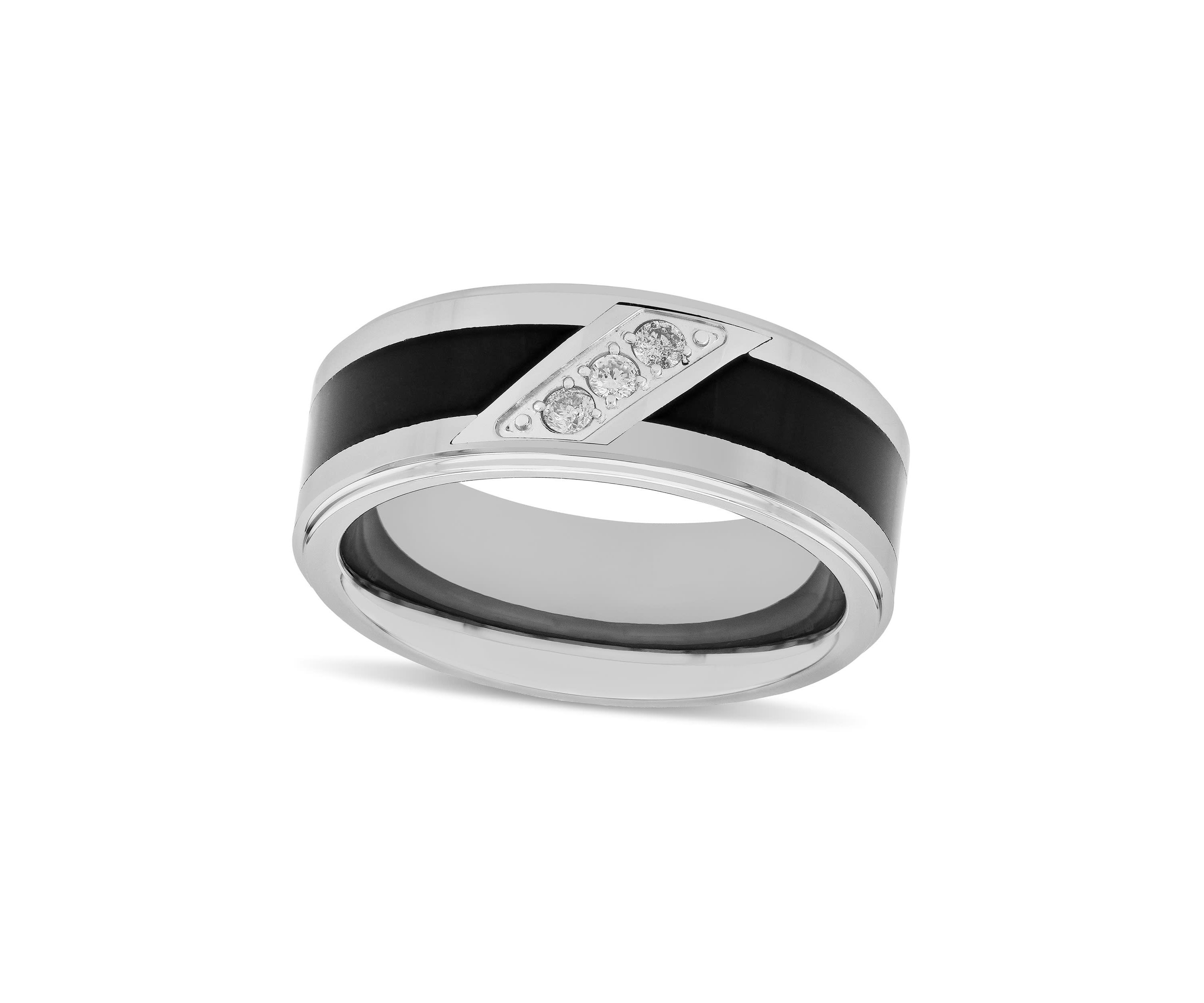 0.10 c.t.t.w Diamond 8mm Band in Tungsten and Black Resin