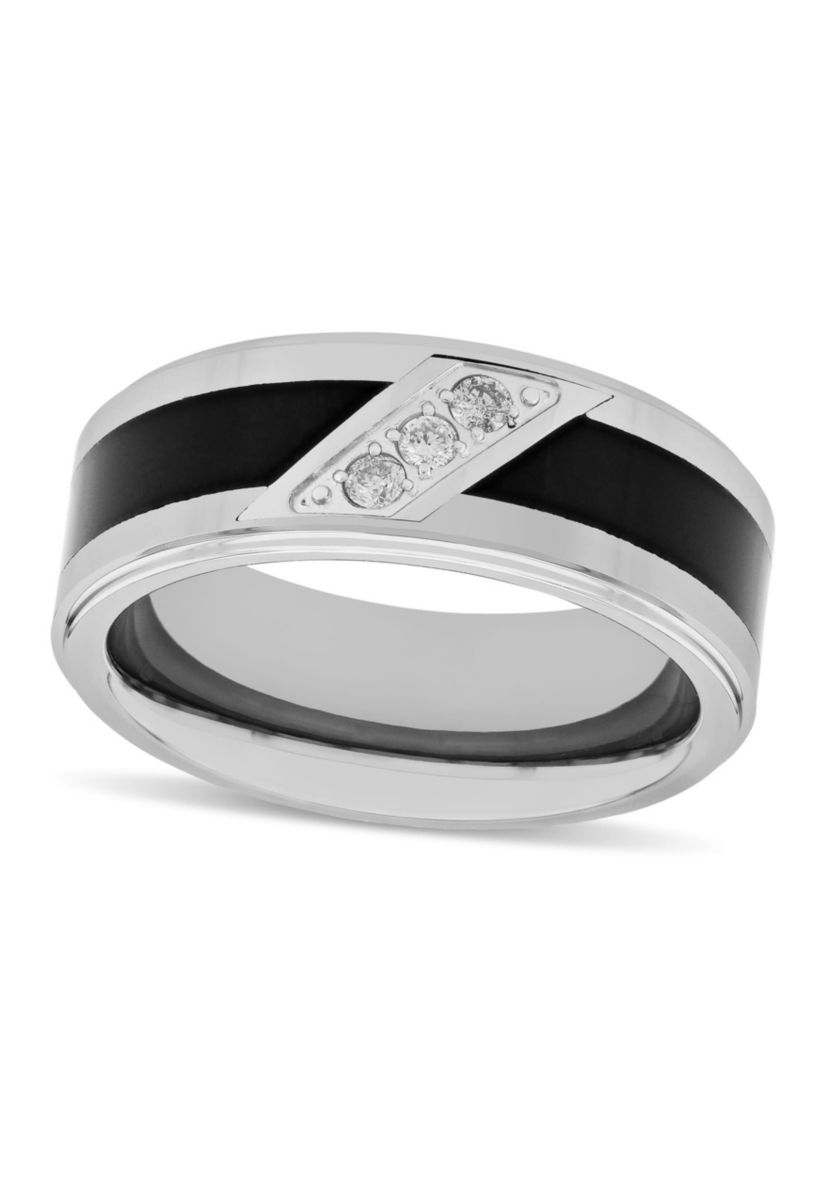 0.10 c.t.t.w Diamond 8mm Band in Tungsten and Black Resin