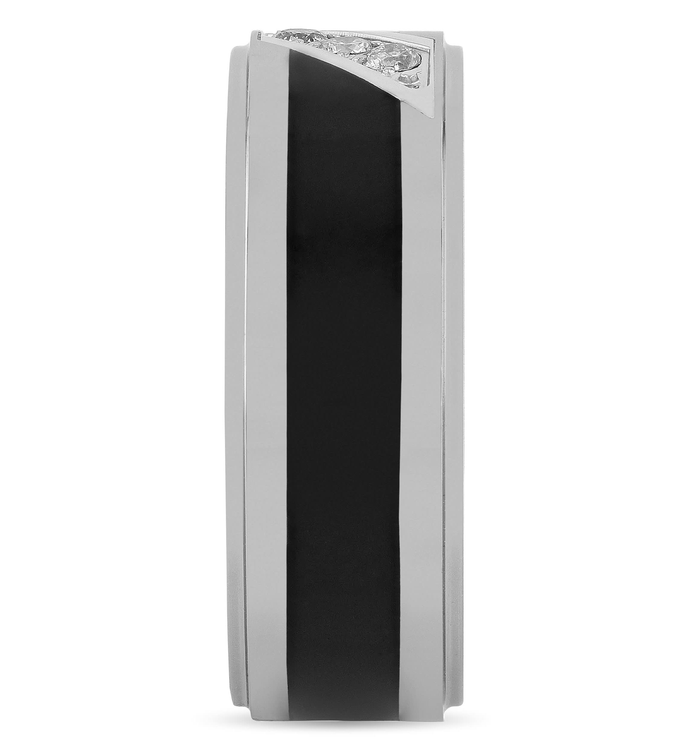 0.10 c.t.t.w Diamond 8mm Band in Tungsten and Black Resin