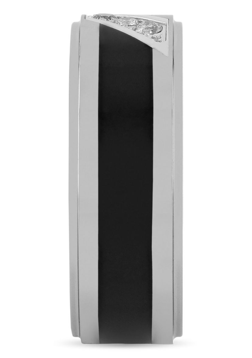 0.10 c.t.t.w Diamond 8mm Band in Tungsten and Black Resin