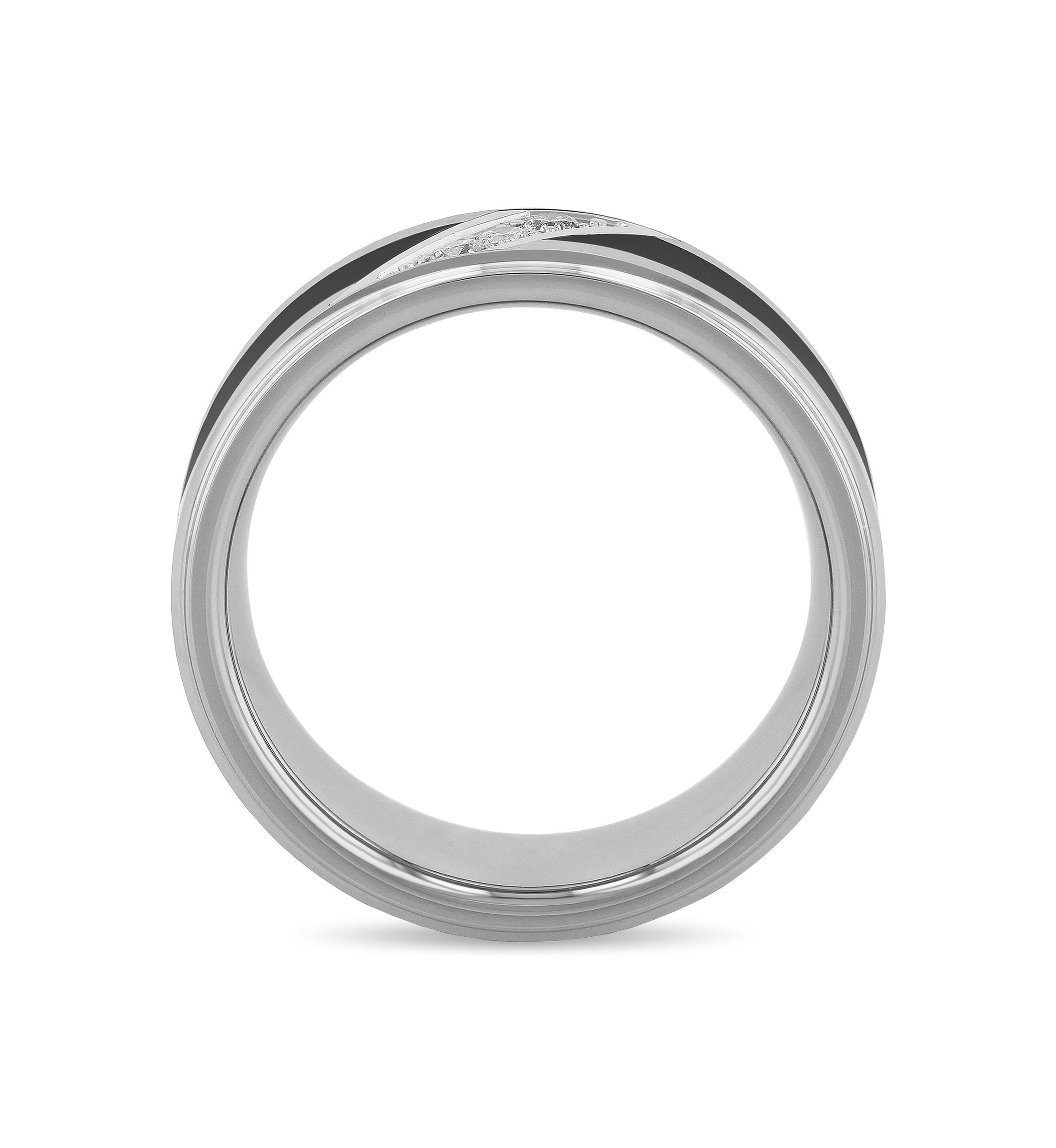 0.10 c.t.t.w Diamond 8mm Band in Tungsten and Black Resin