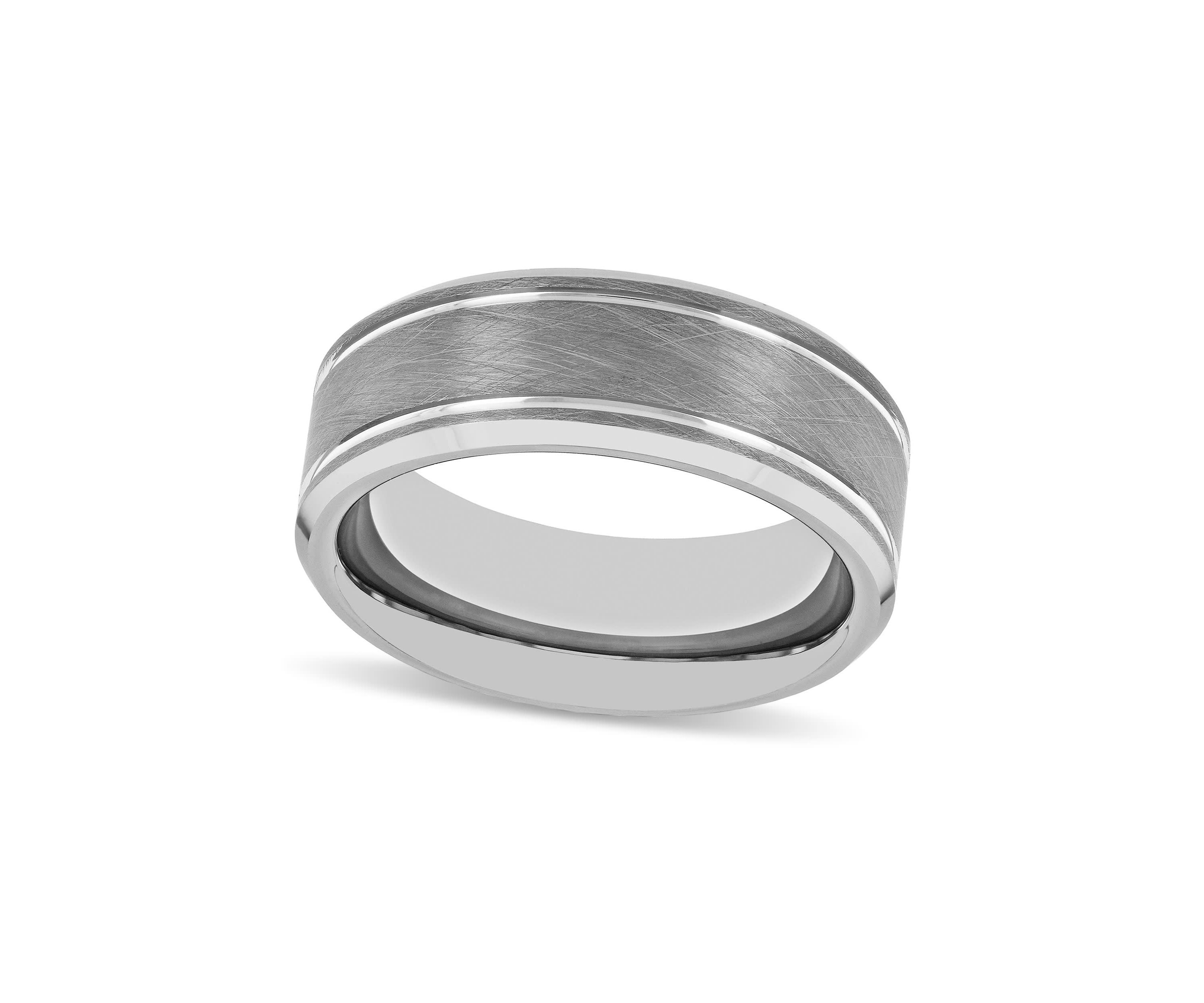 Grooved 8mm Band in Tungsten