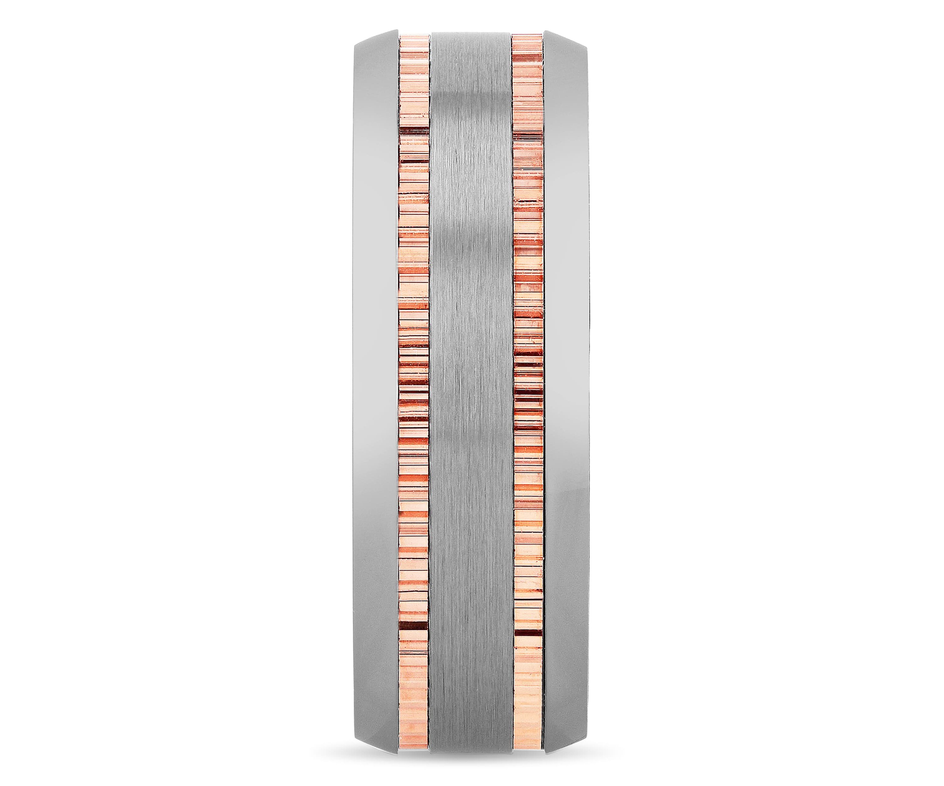 Gear Pattern 8mm Band in Two-tone Tungsten