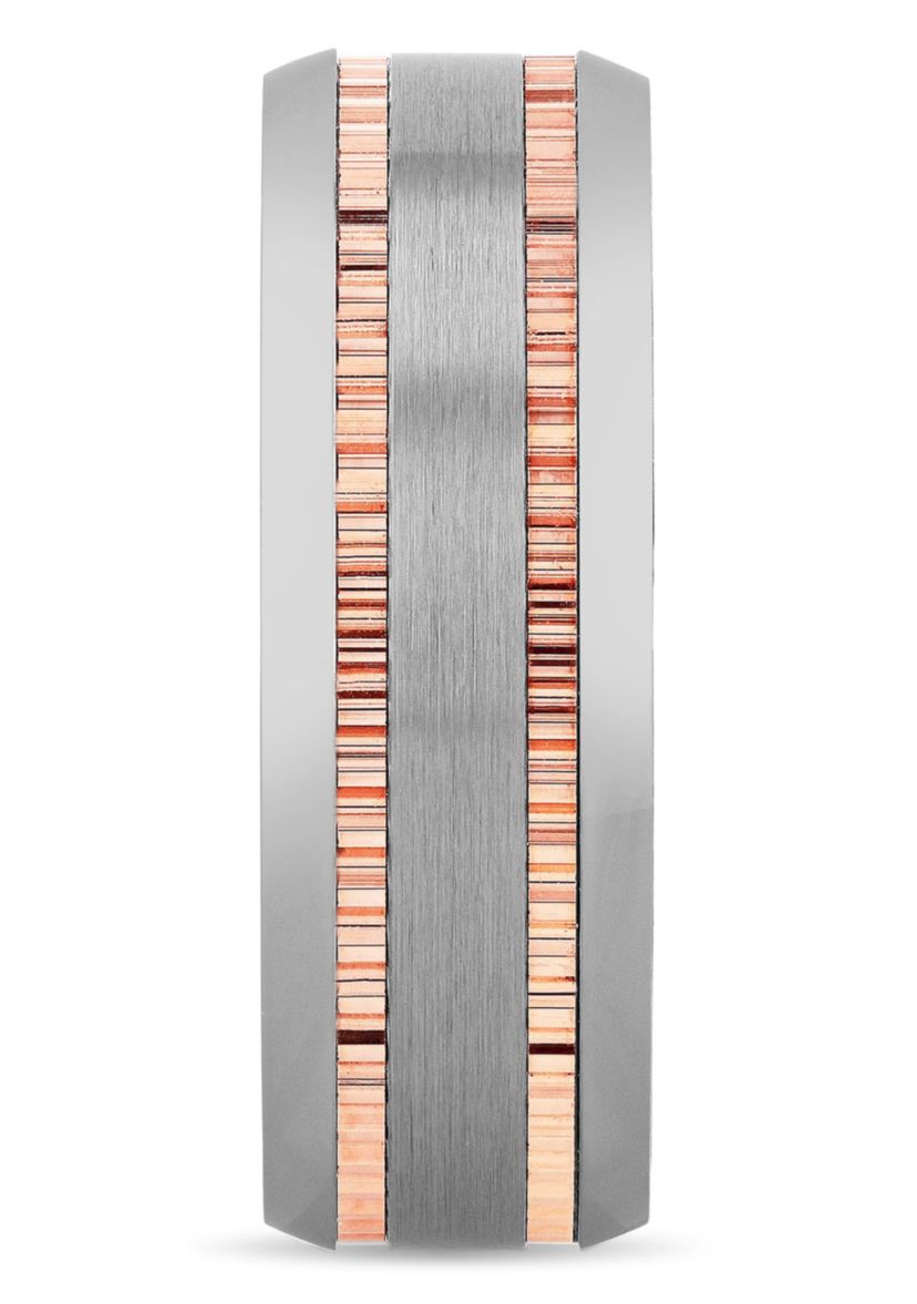 Gear Pattern 8mm Band in Two-tone Tungsten