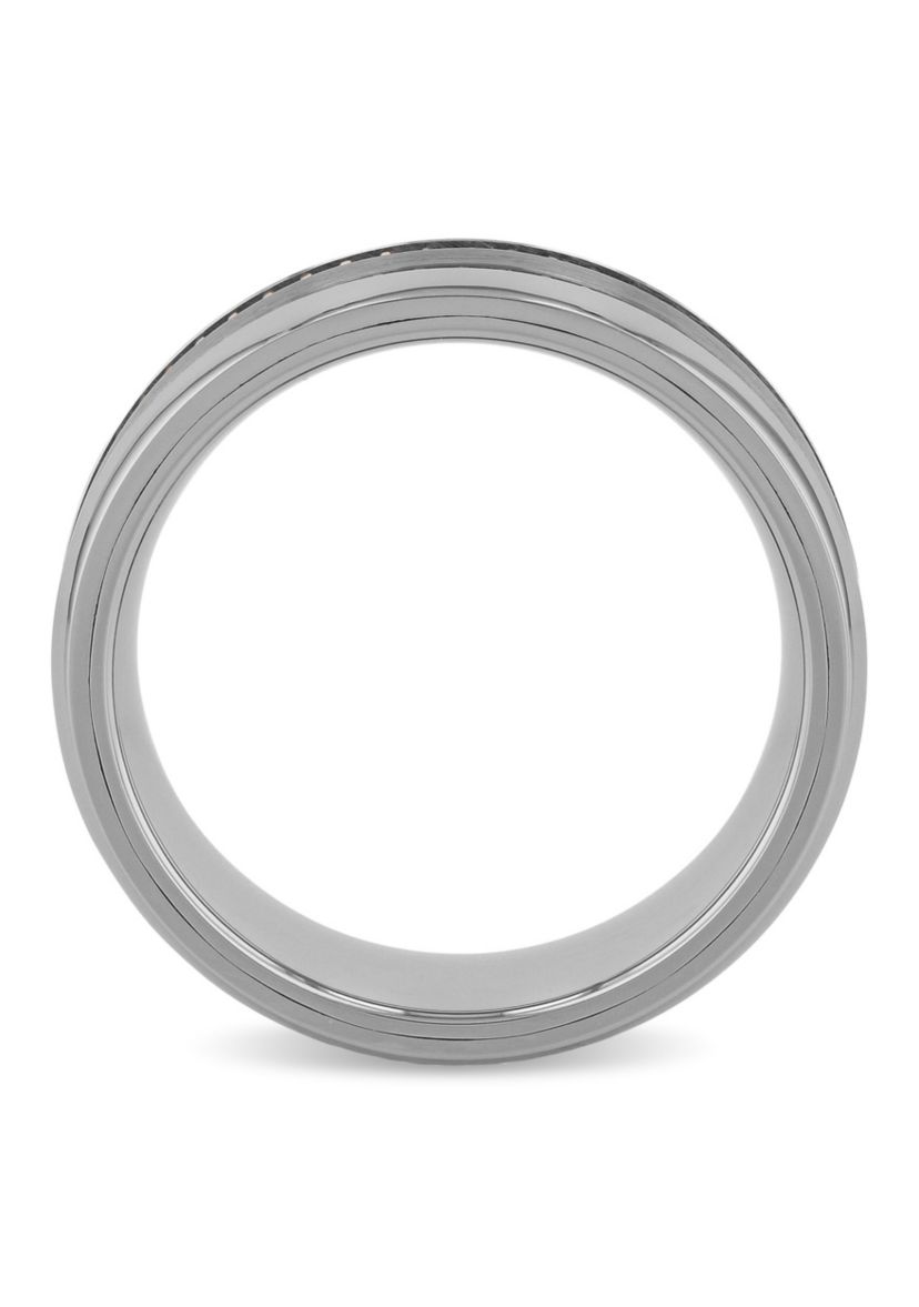 Gear Pattern 8mm Band in Two-tone Tungsten