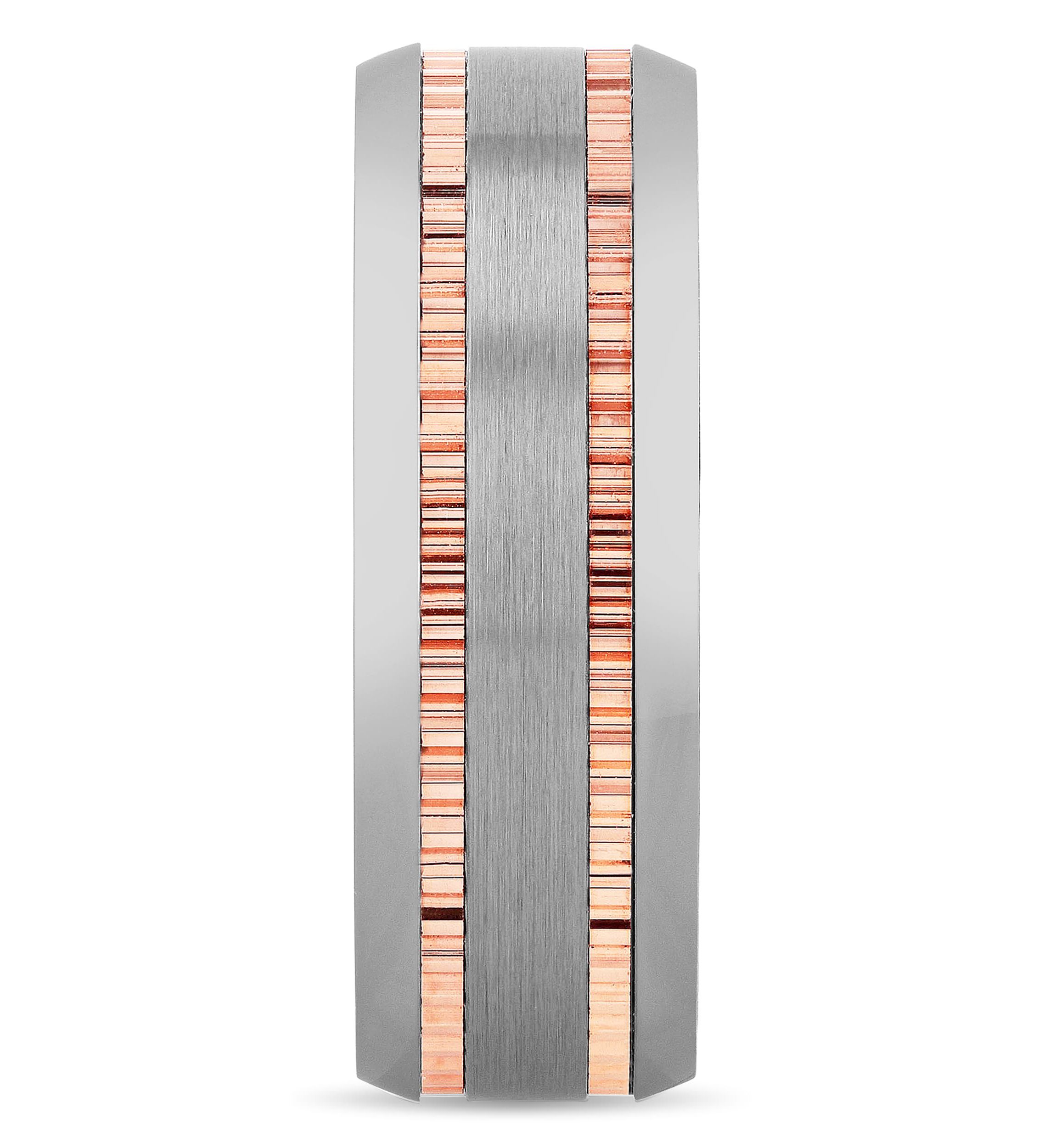 Gear Pattern 8mm Band in Two-tone Tungsten