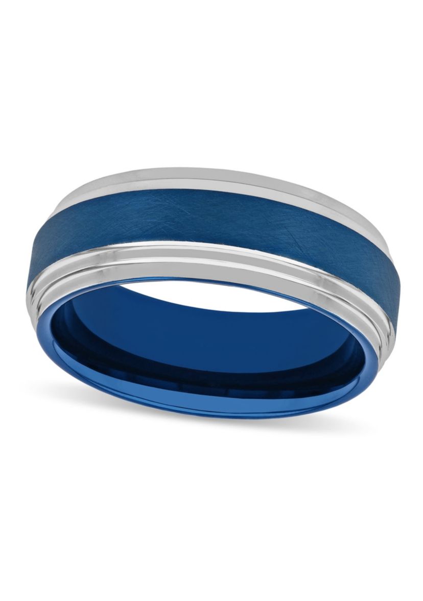 Step Edge 8mm Band in Two-tone Tungsten