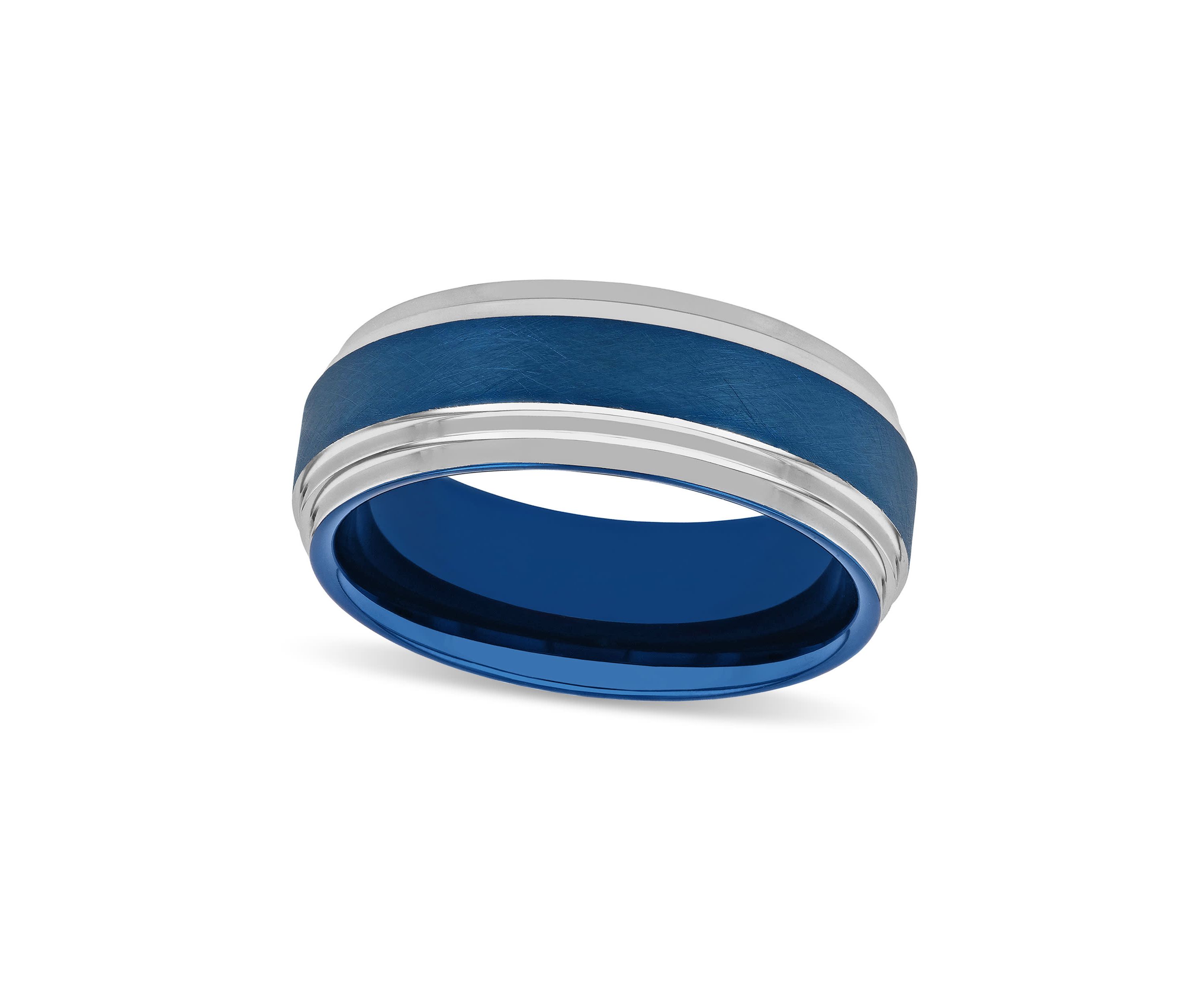 Step Edge 8mm Band in Two-tone Tungsten