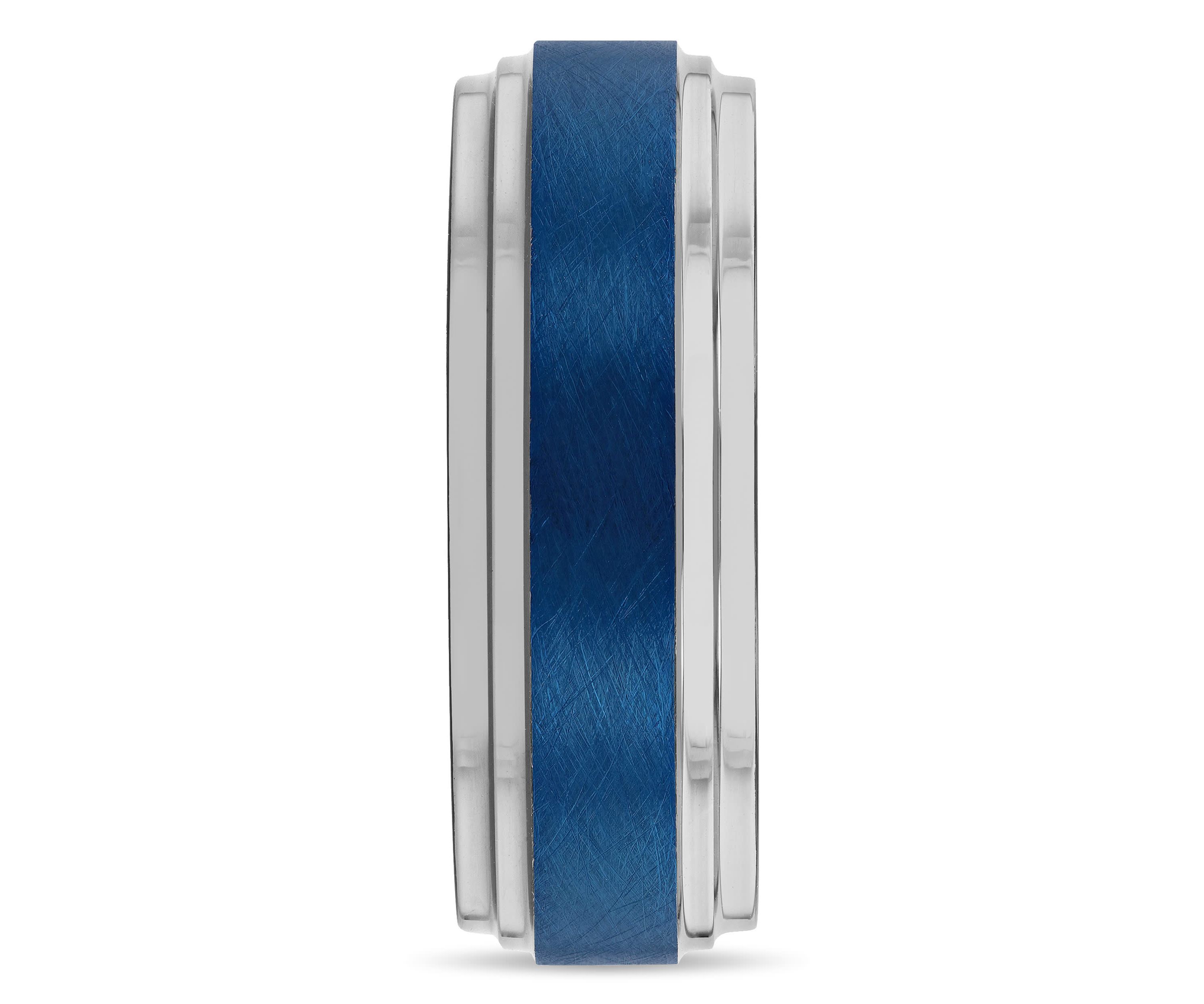 Step Edge 8mm Band in Two-tone Tungsten