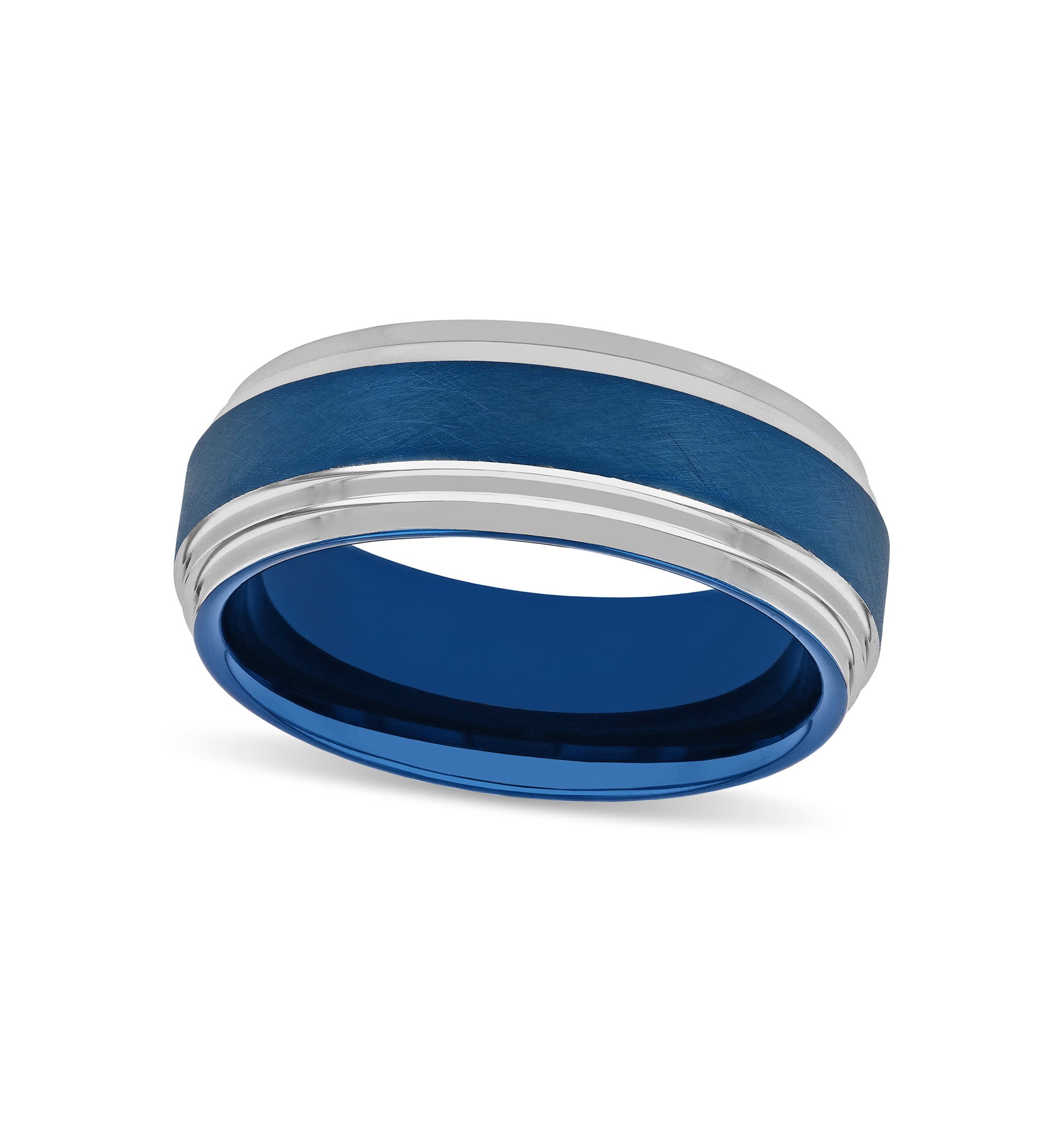 Step Edge 8mm Band in Two-tone Tungsten