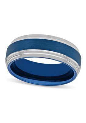 Step Edge 8mm Band in Two-tone Tungsten