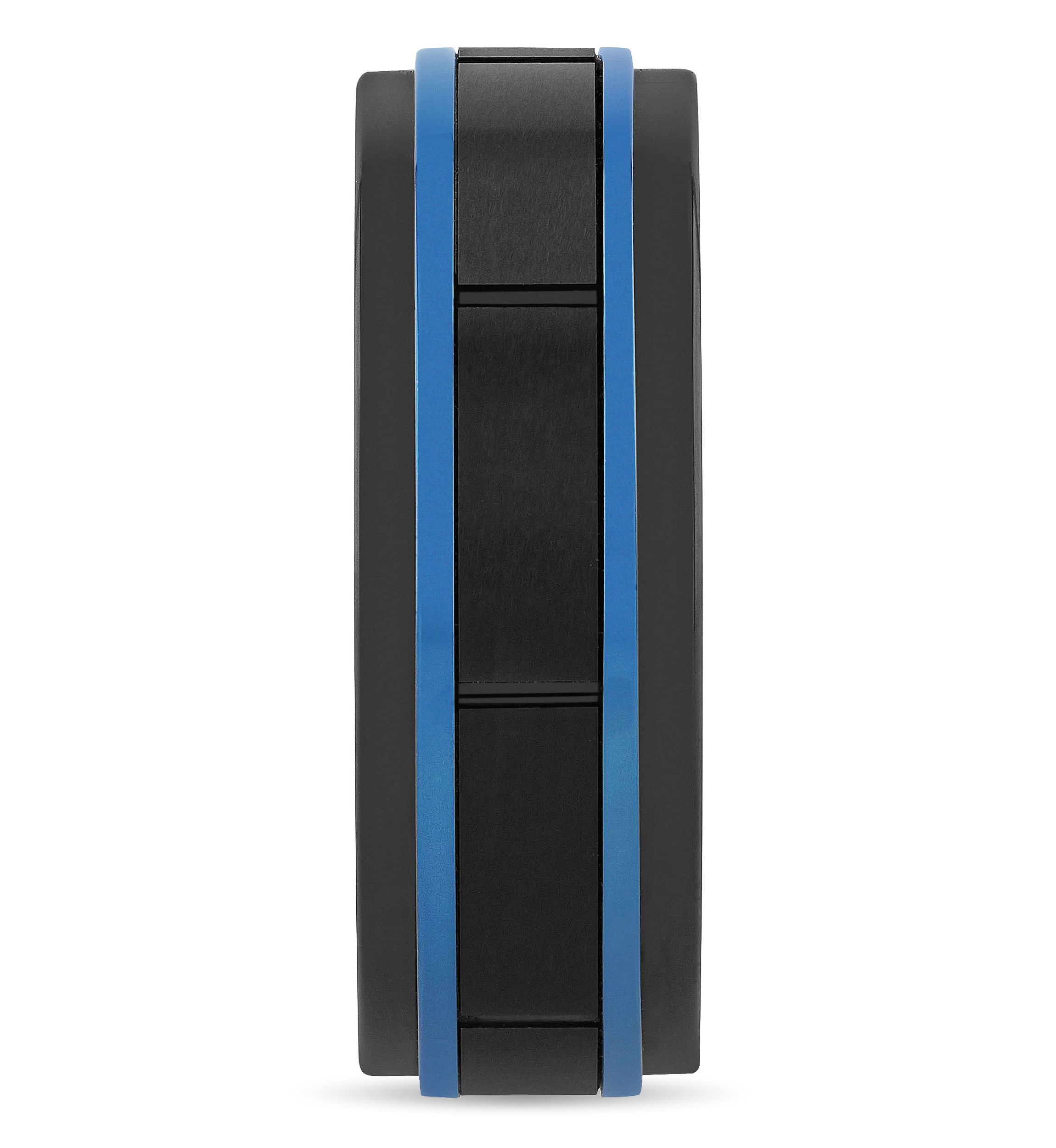 Black and Blue Brick Pattern 8mm Band in Two-tone Tungsten