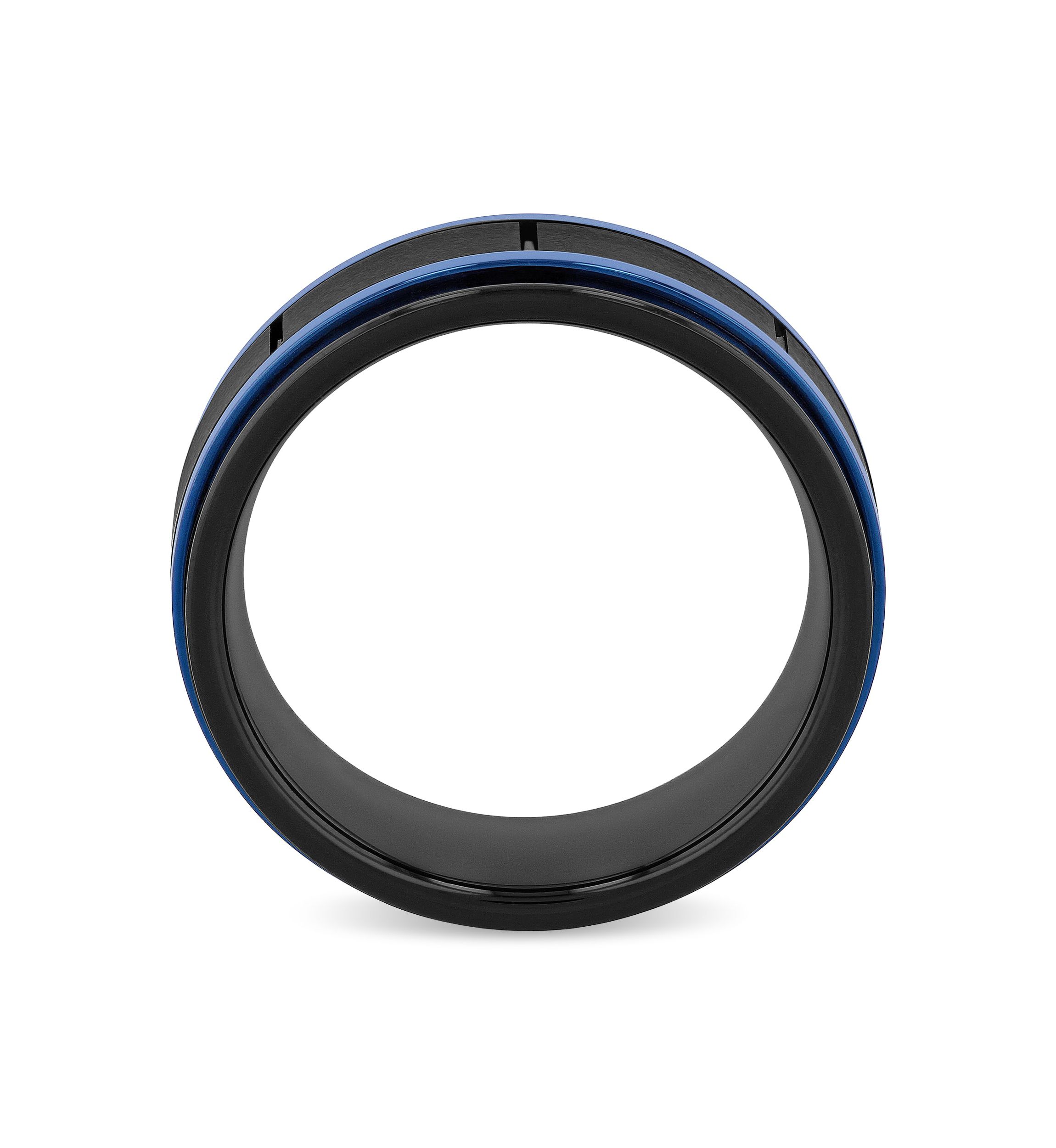 Black and Blue Brick Pattern 8mm Band in Two-tone Tungsten