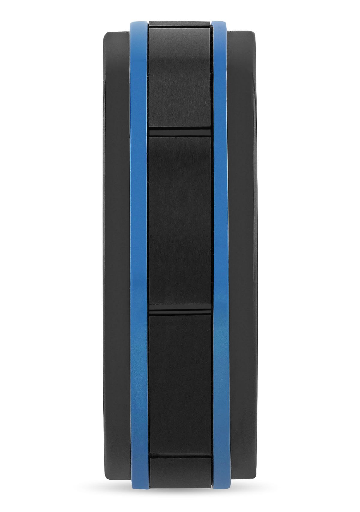 Black and Blue Brick Pattern 8mm Band in Two-tone Tungsten