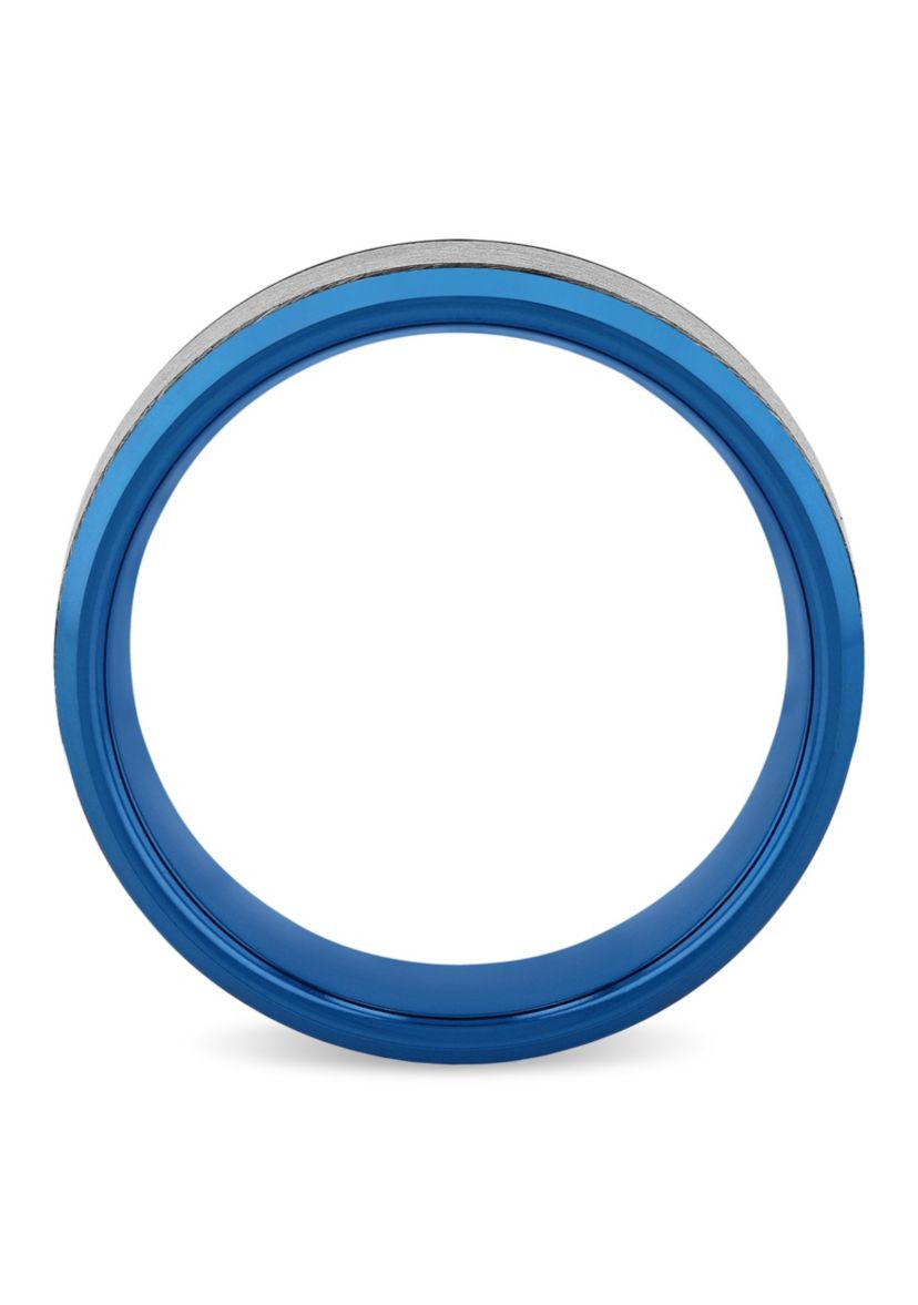 Frozen Satin Center 8mm Band in Two-tone Tungsten