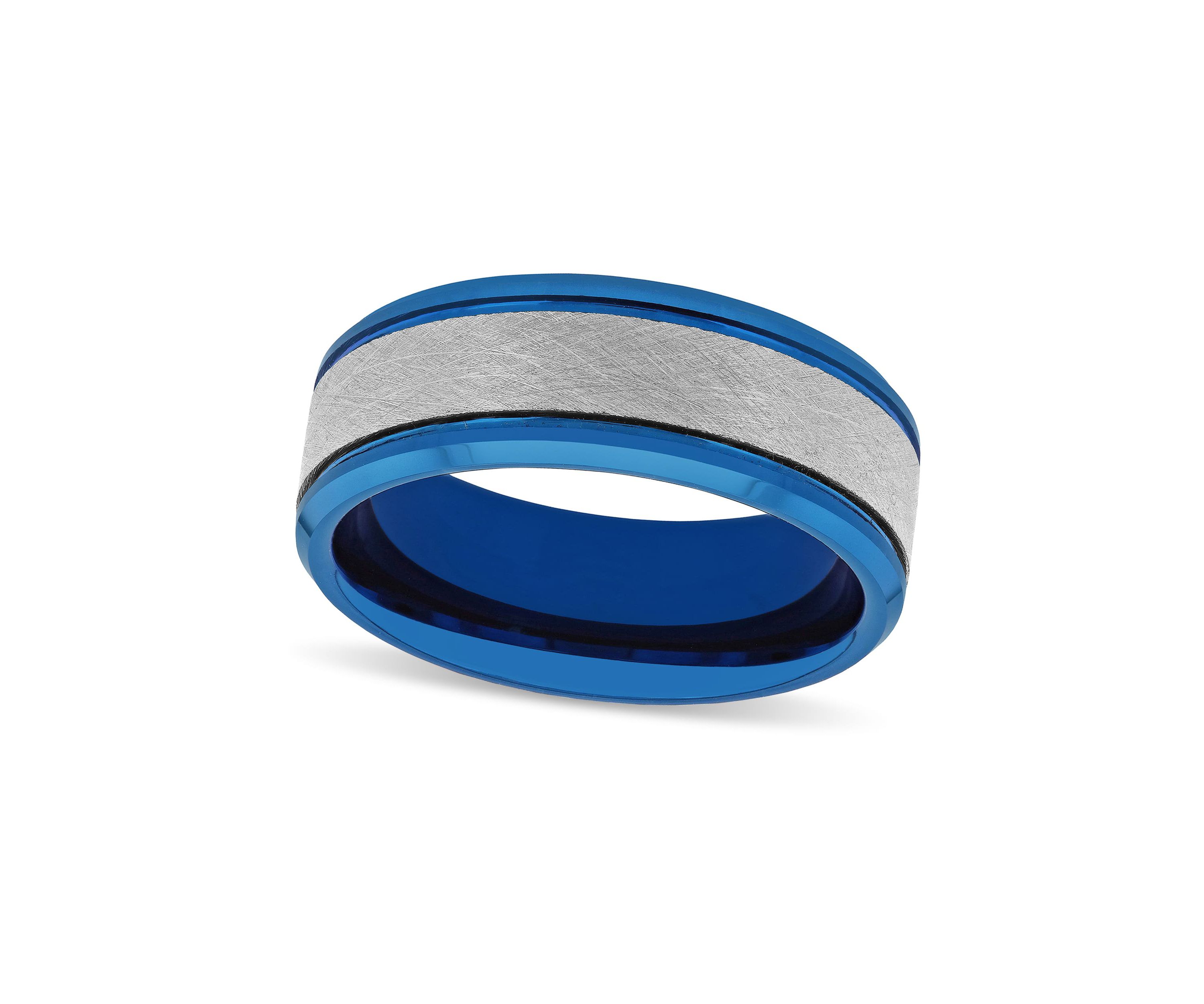 Frozen Satin Center 8mm Band in Two-tone Tungsten