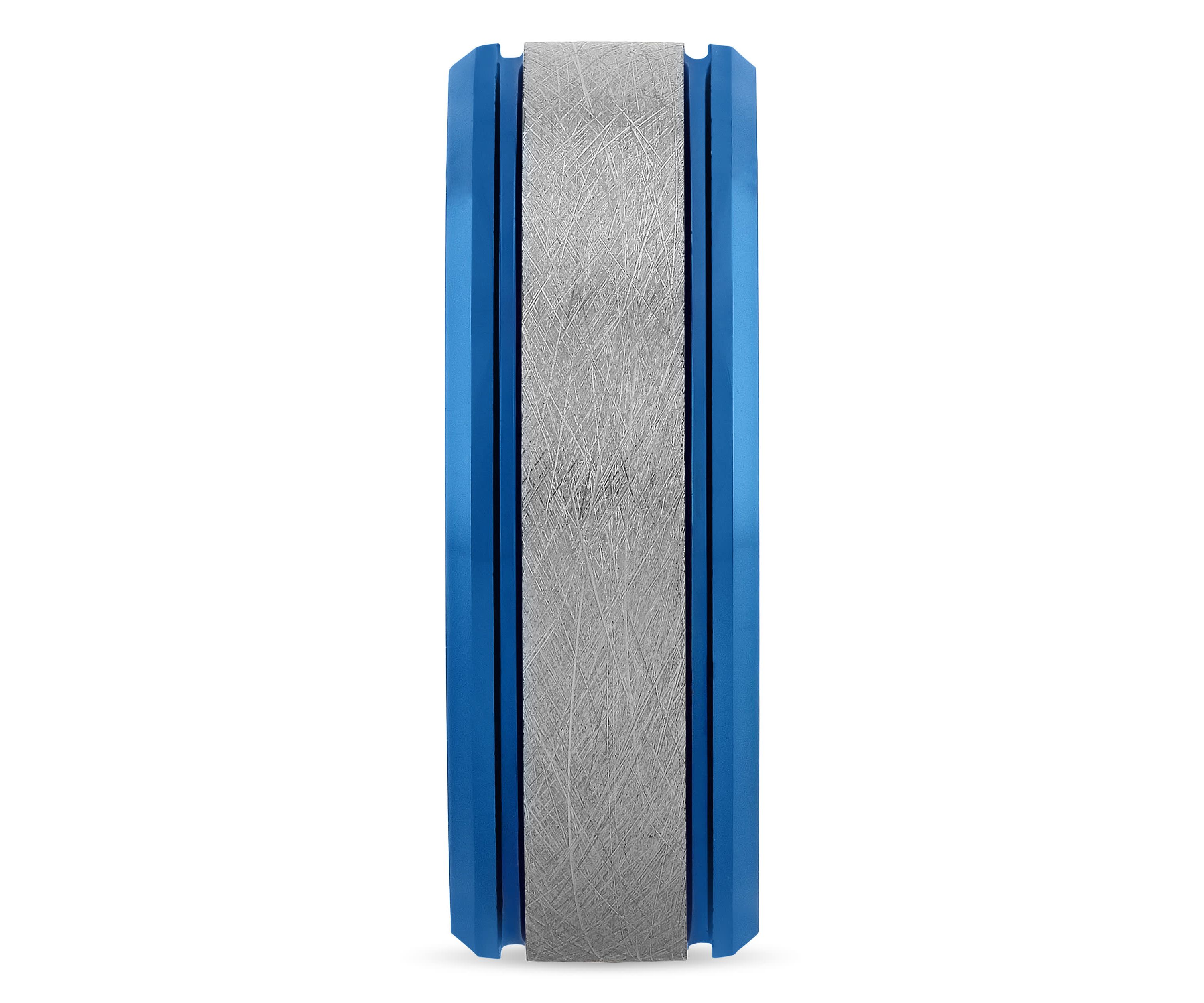 Frozen Satin Center 8mm Band in Two-tone Tungsten