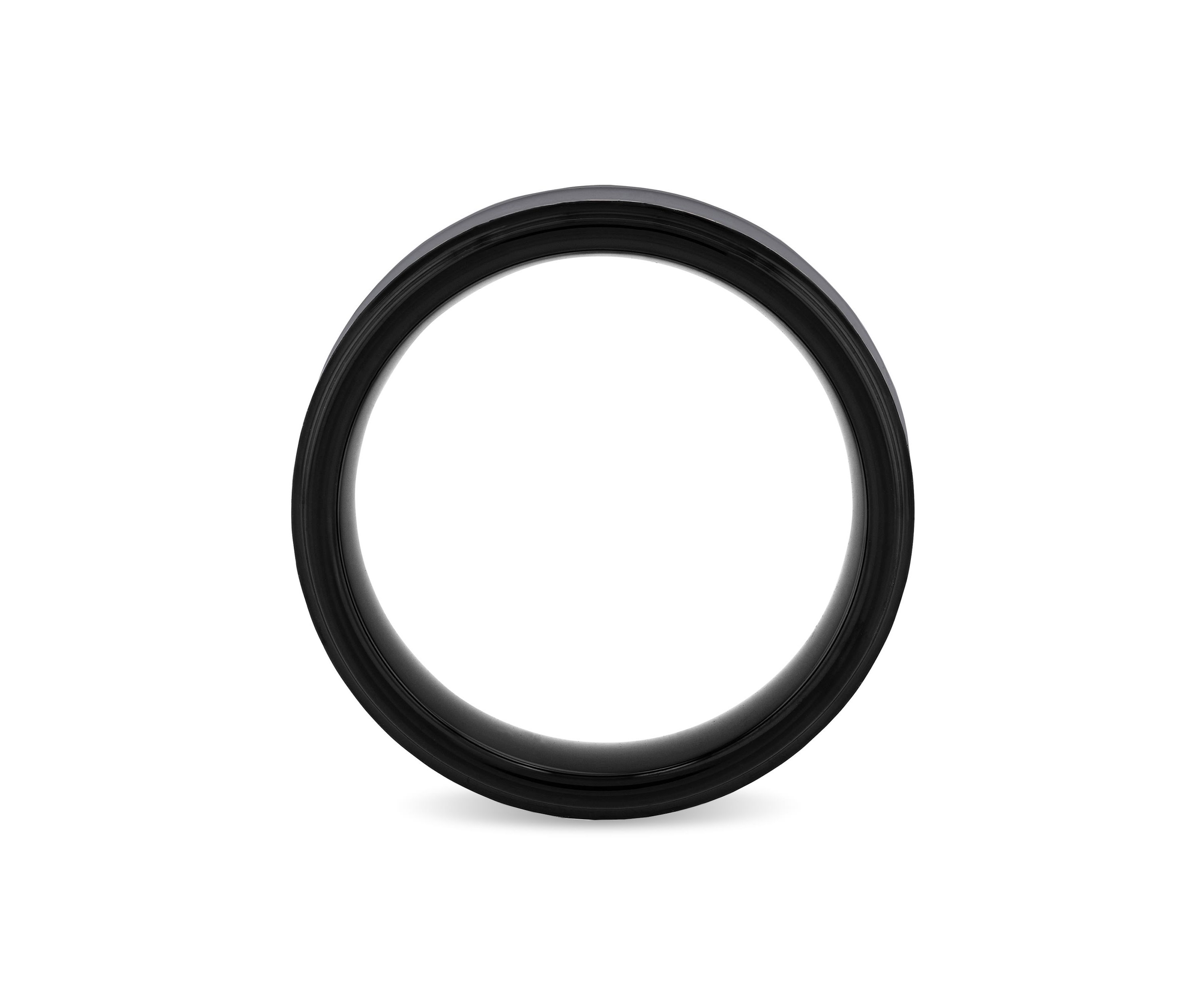 Black and Blue Pattern Inlay Step Edge 8mm Band in Two-tone Tungsten