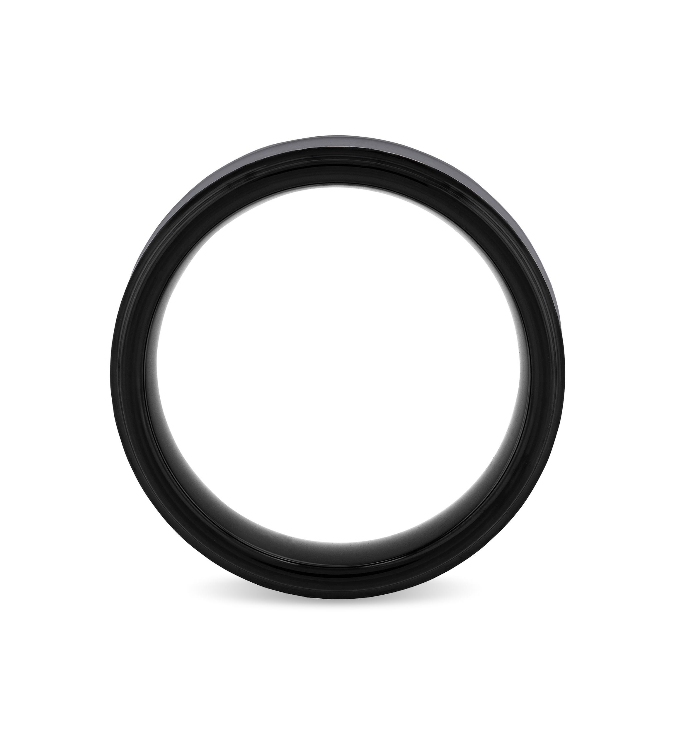 Black and Blue Pattern Inlay Step Edge 8mm Band in Two-tone Tungsten