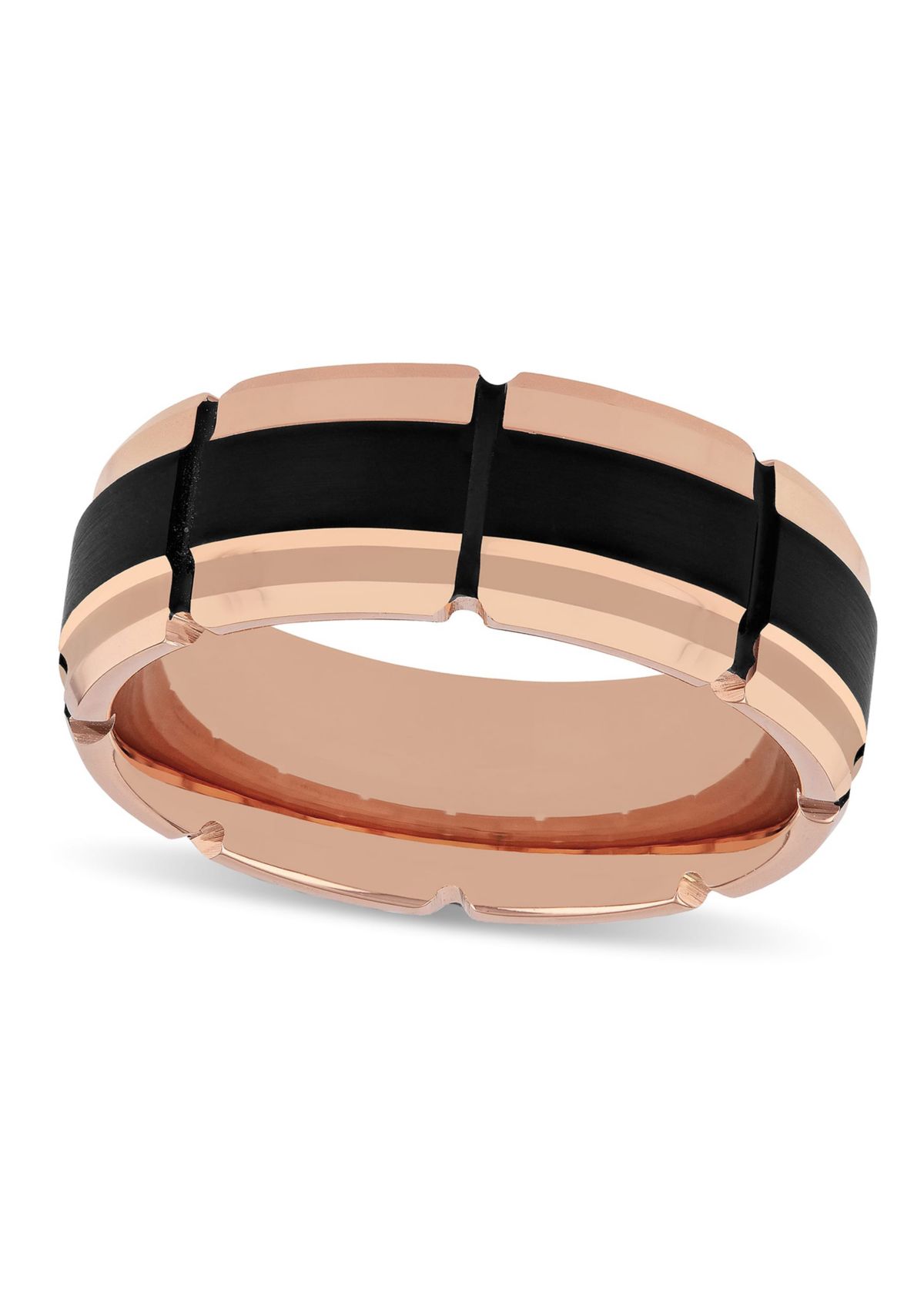 Grooved 8mm Band in Two-Tone Tungsten