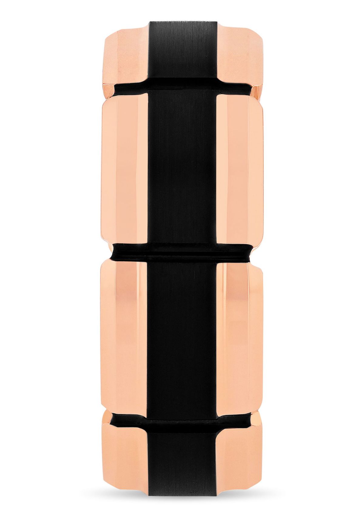 Grooved 8mm Band in Two-Tone Tungsten