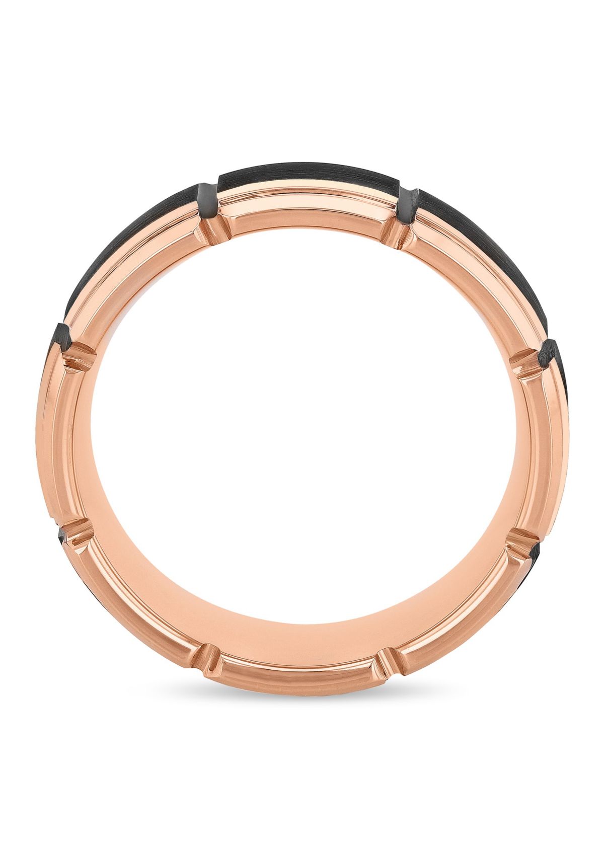 Grooved 8mm Band in Two-Tone Tungsten