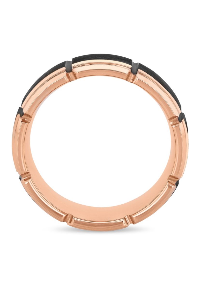 Grooved 8mm Band in Two-Tone Tungsten