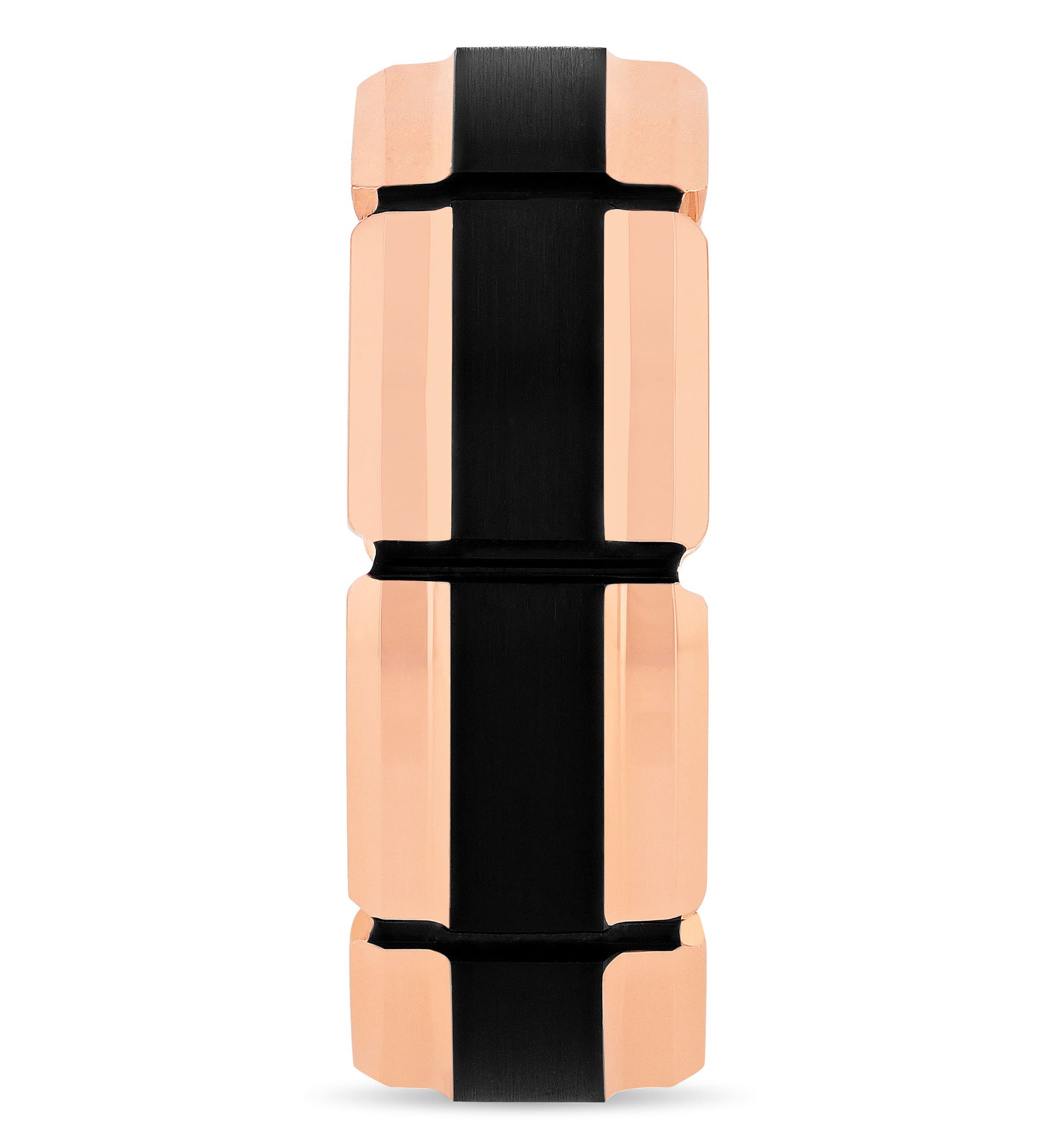 Grooved 8mm Band in Two-Tone Tungsten