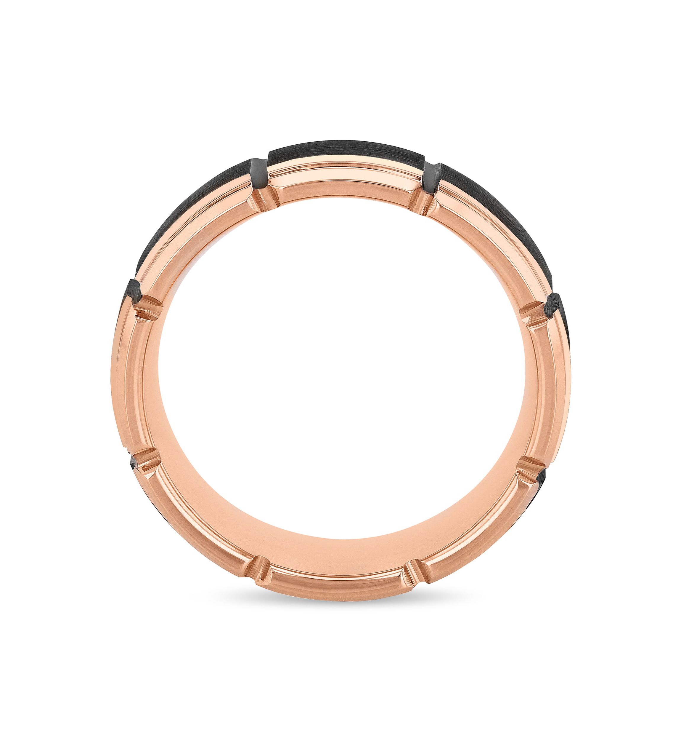 Grooved 8mm Band in Two-Tone Tungsten
