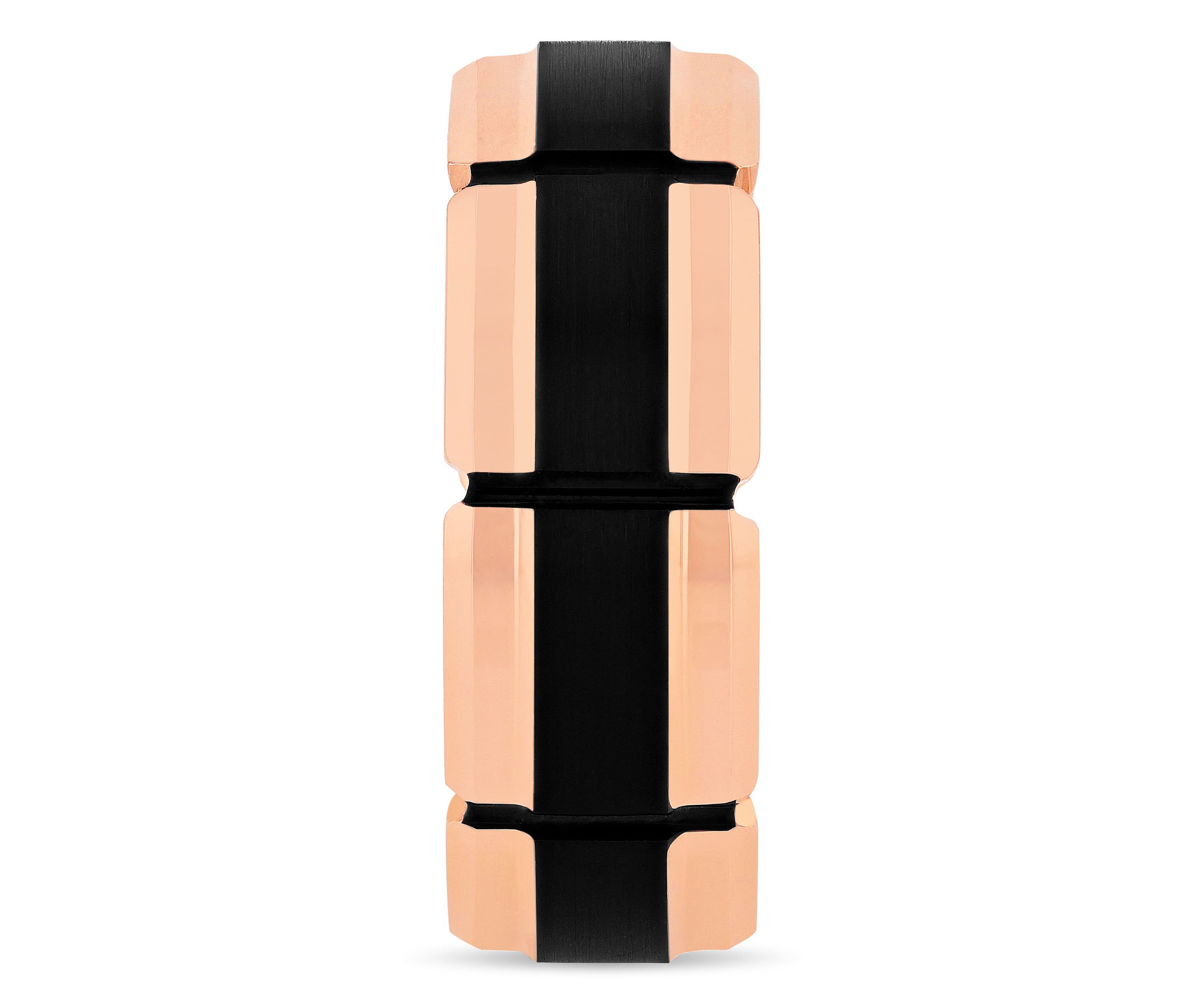 Grooved 8mm Band in Two-Tone Tungsten