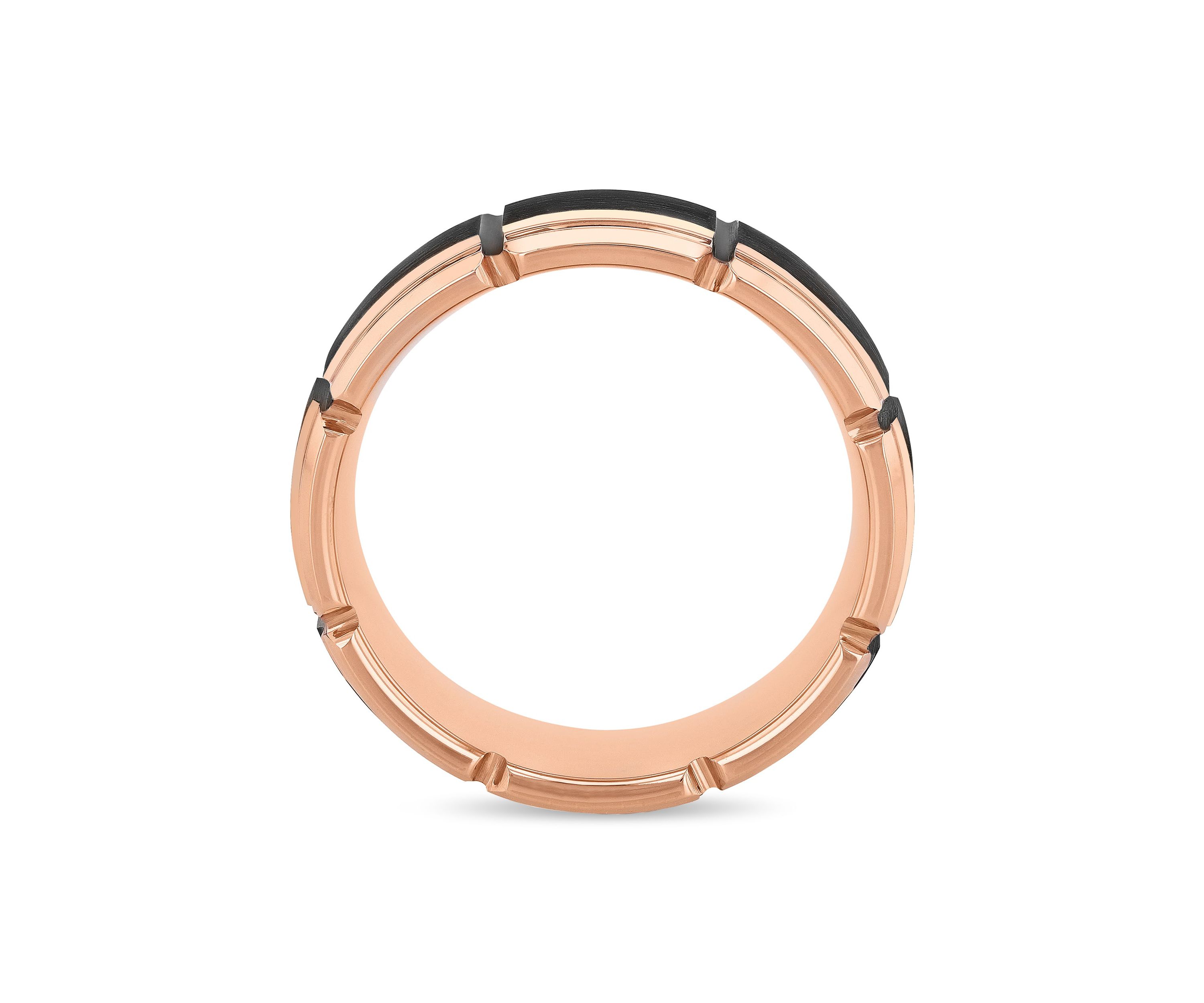 Grooved 8mm Band in Two-Tone Tungsten