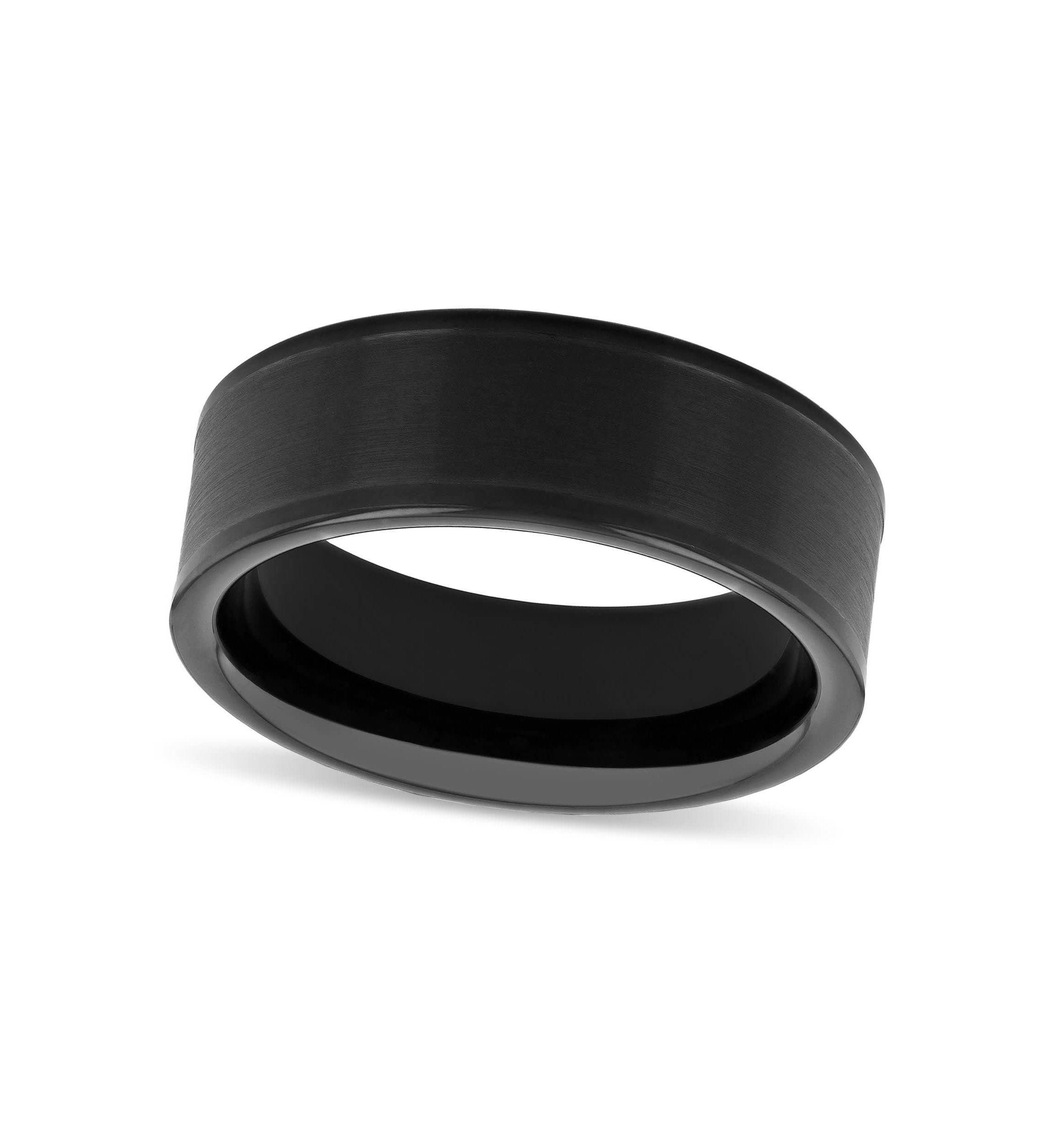 Brushed Center 8mm Band in Black Tungsten