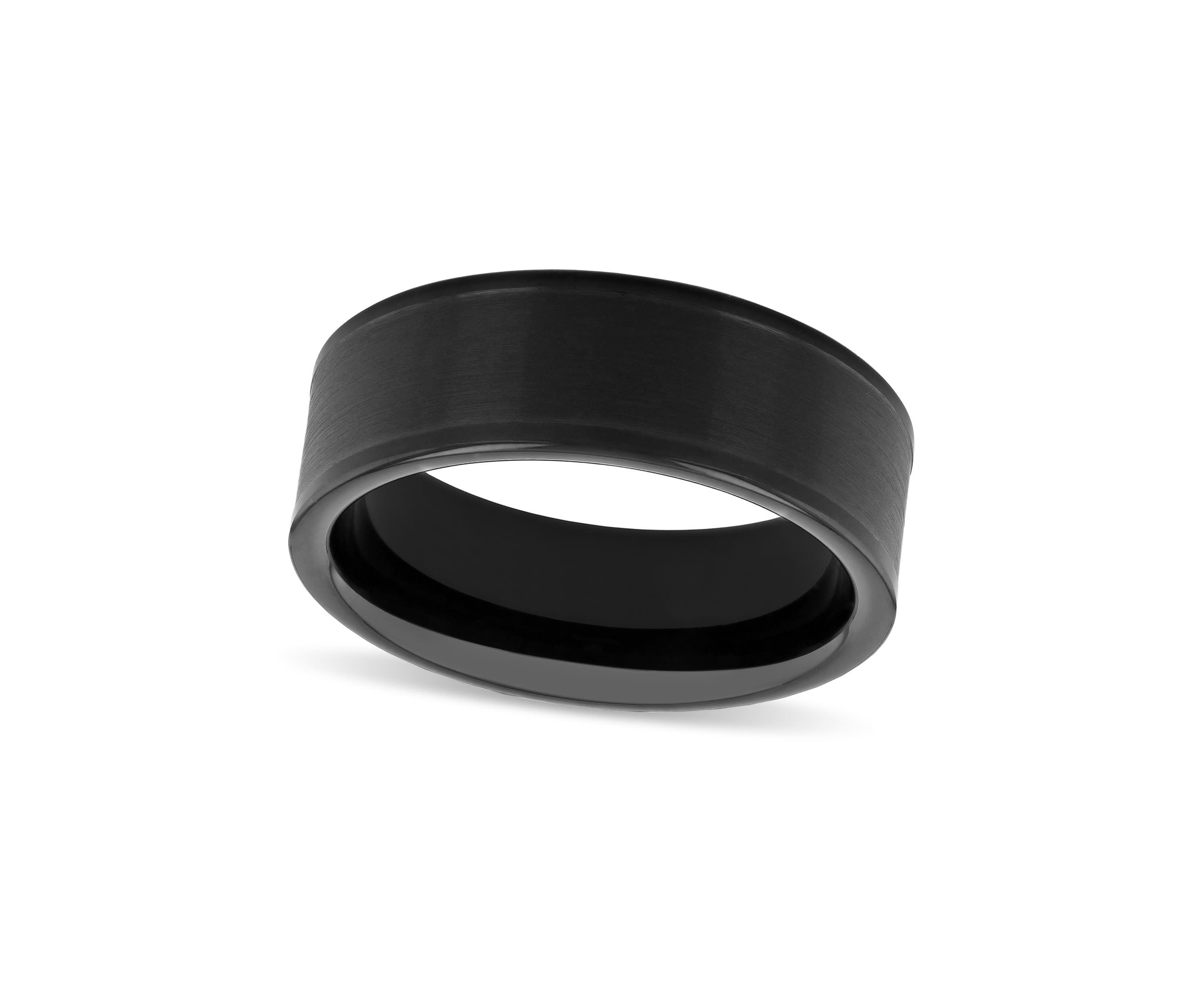 Brushed Center 8mm Band in Black Tungsten