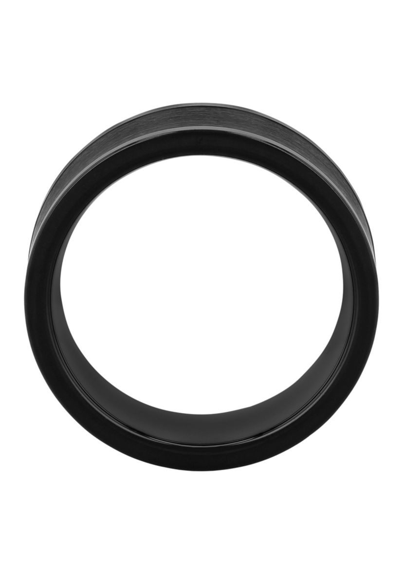 Brushed Center 8mm Band in Black Tungsten