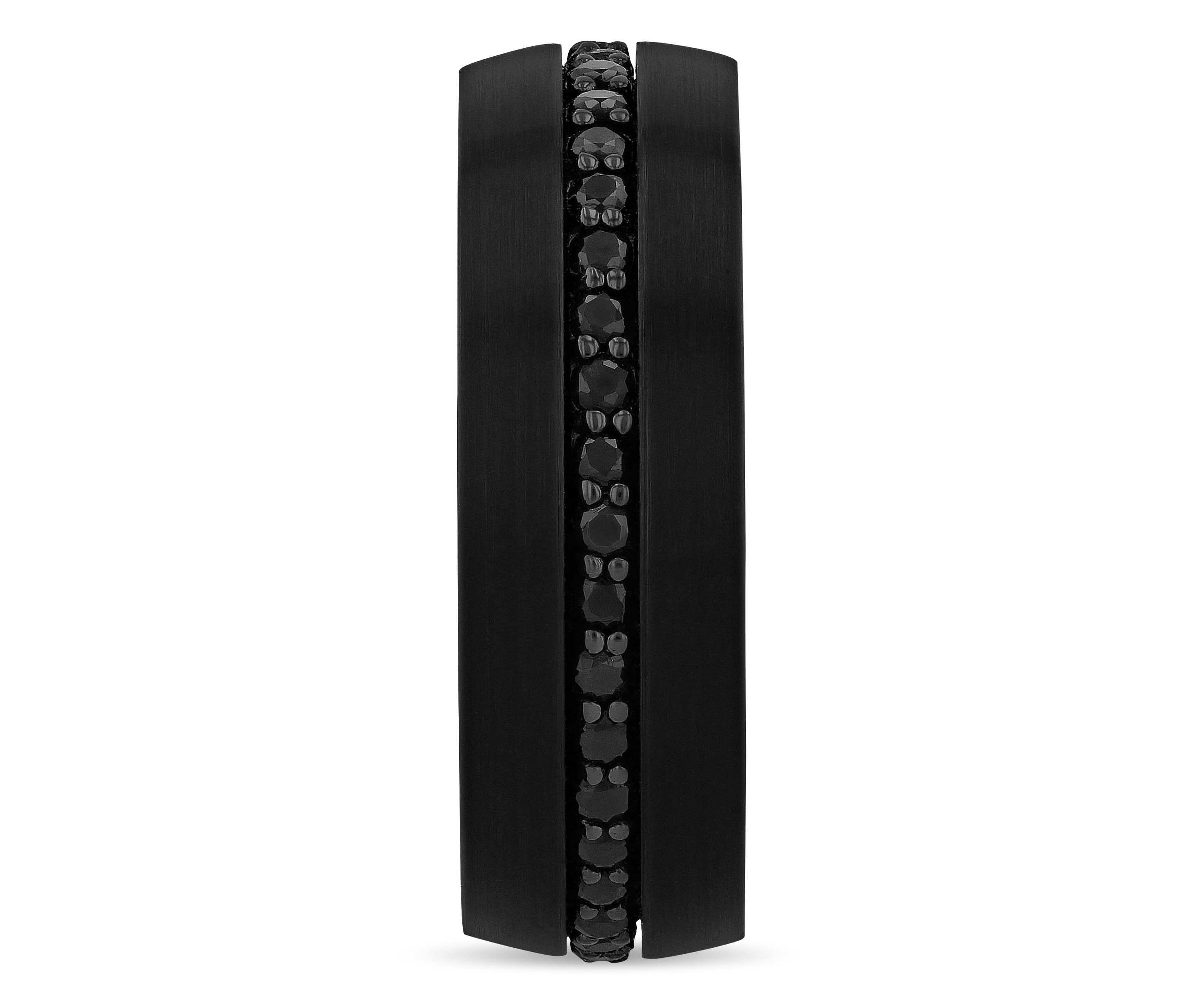Black Sapphire Eternity 8mm Band in Black Tungsten