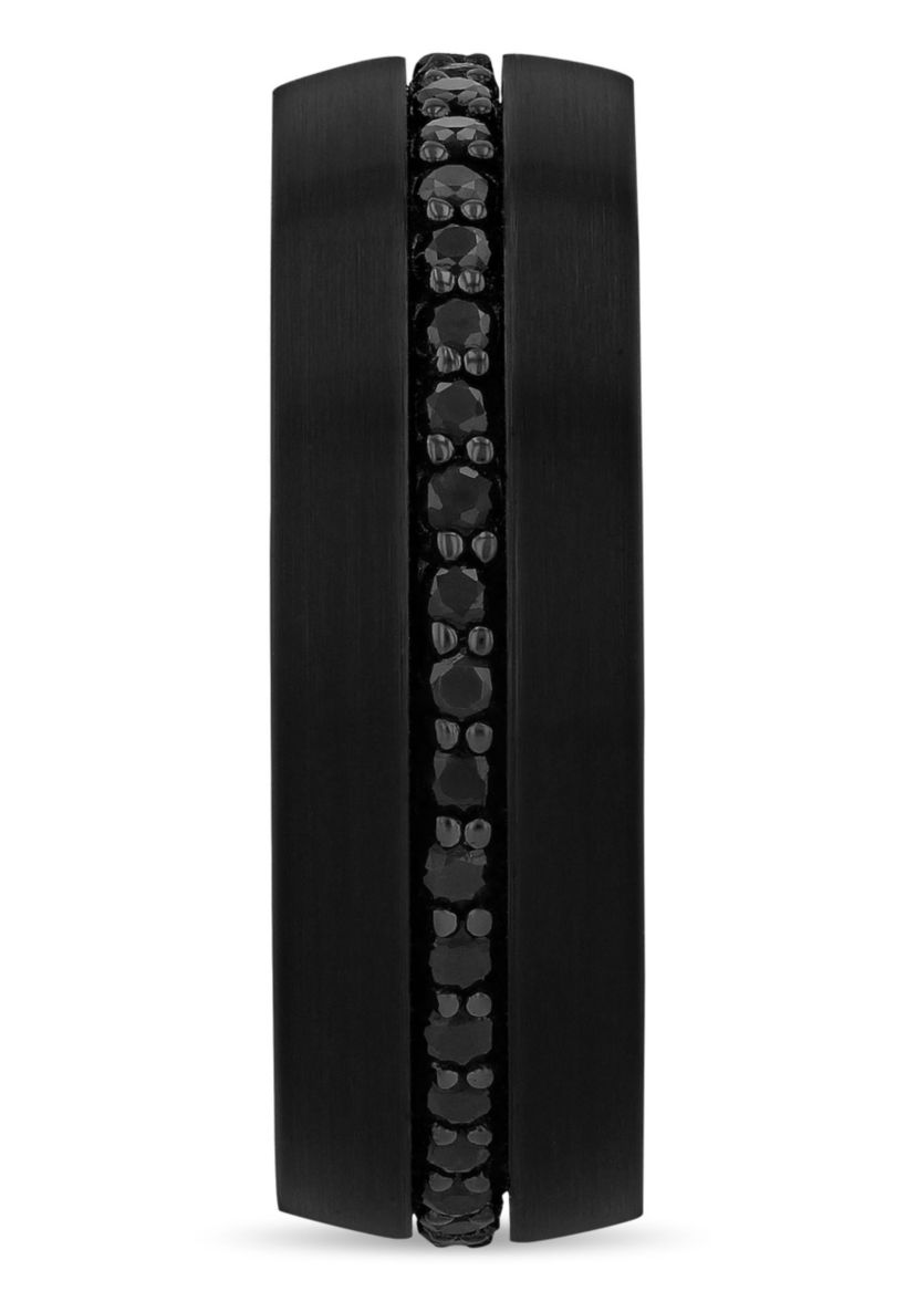 Black Sapphire Eternity 8mm Band in Black Tungsten