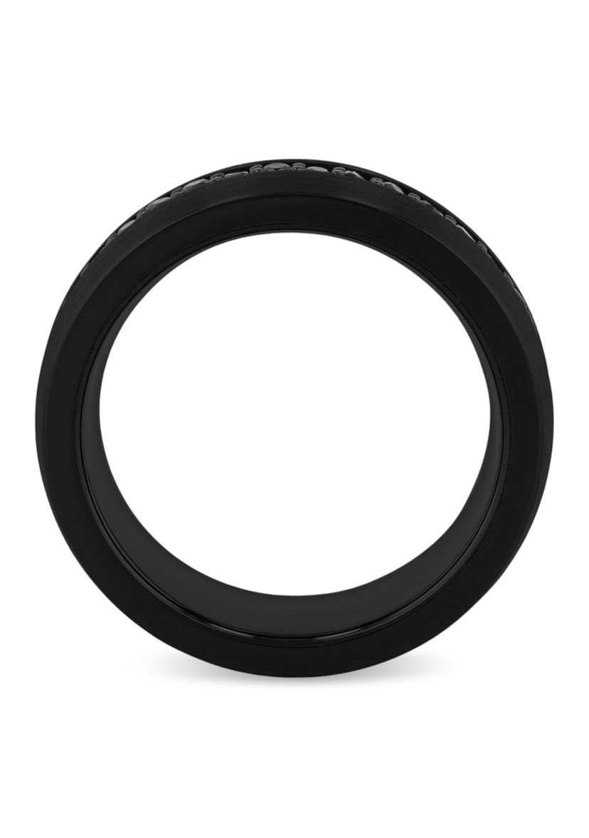 Black Sapphire Eternity 8mm Band in Black Tungsten