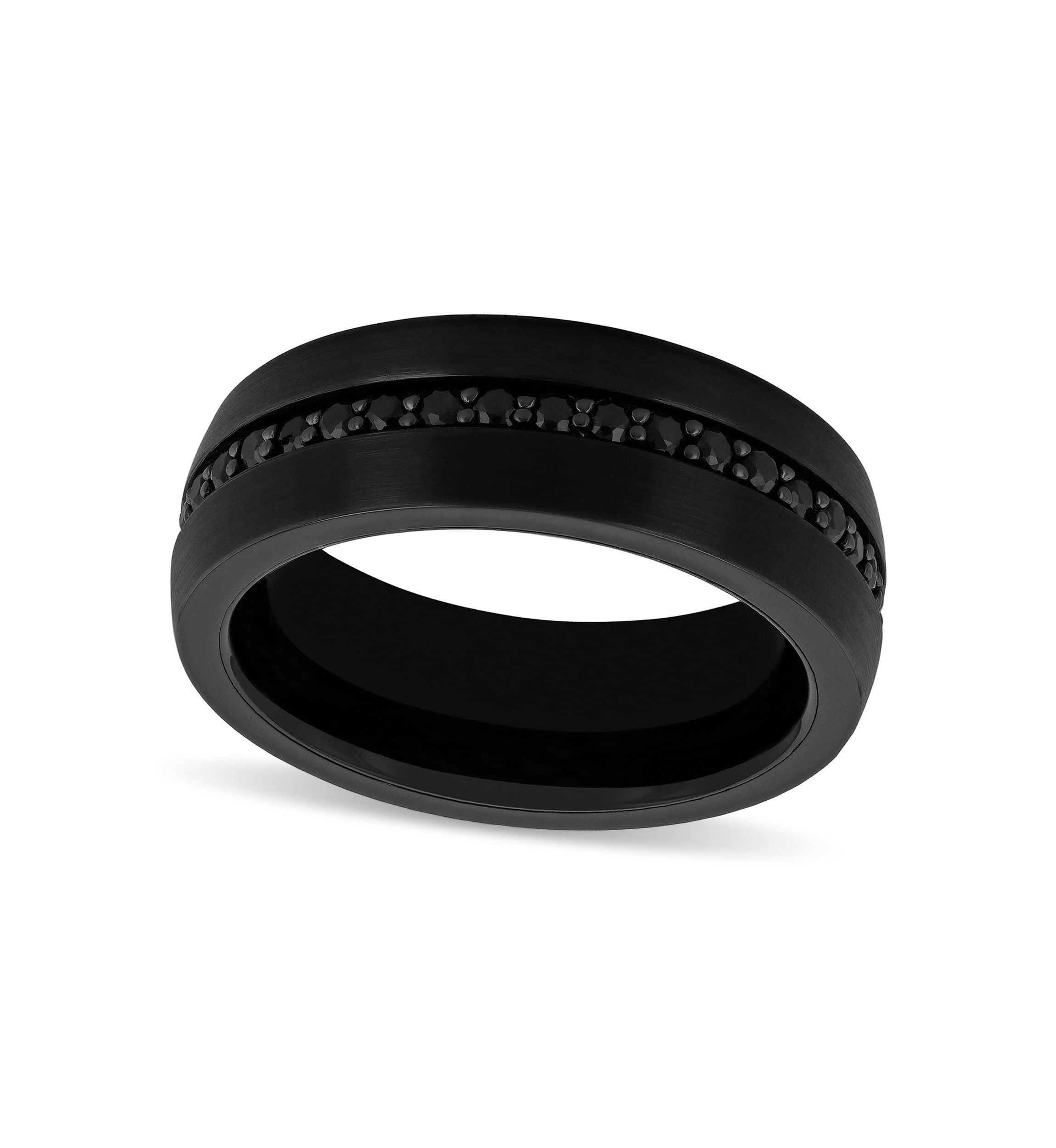 Black Sapphire Eternity 8mm Band in Black Tungsten