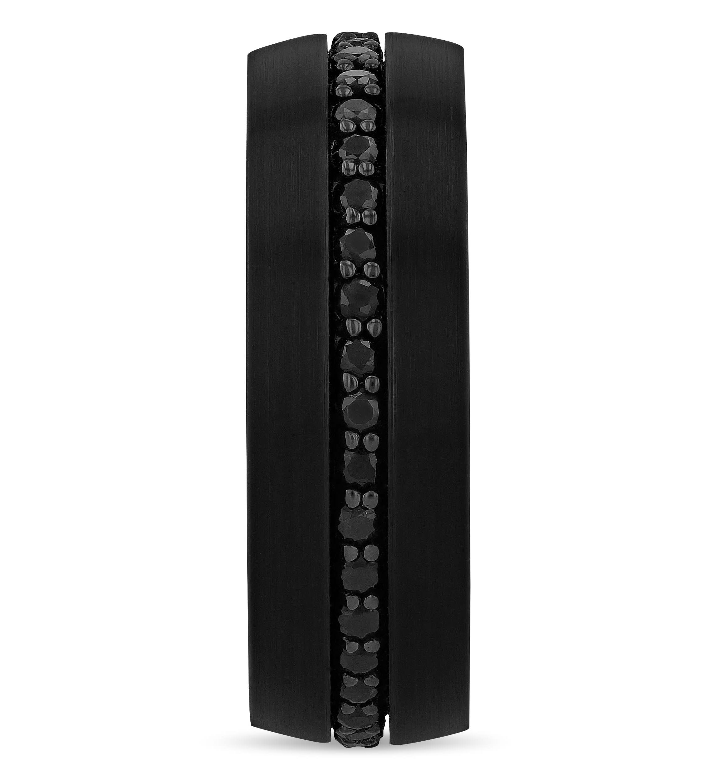 Black Sapphire Eternity 8mm Band in Black Tungsten