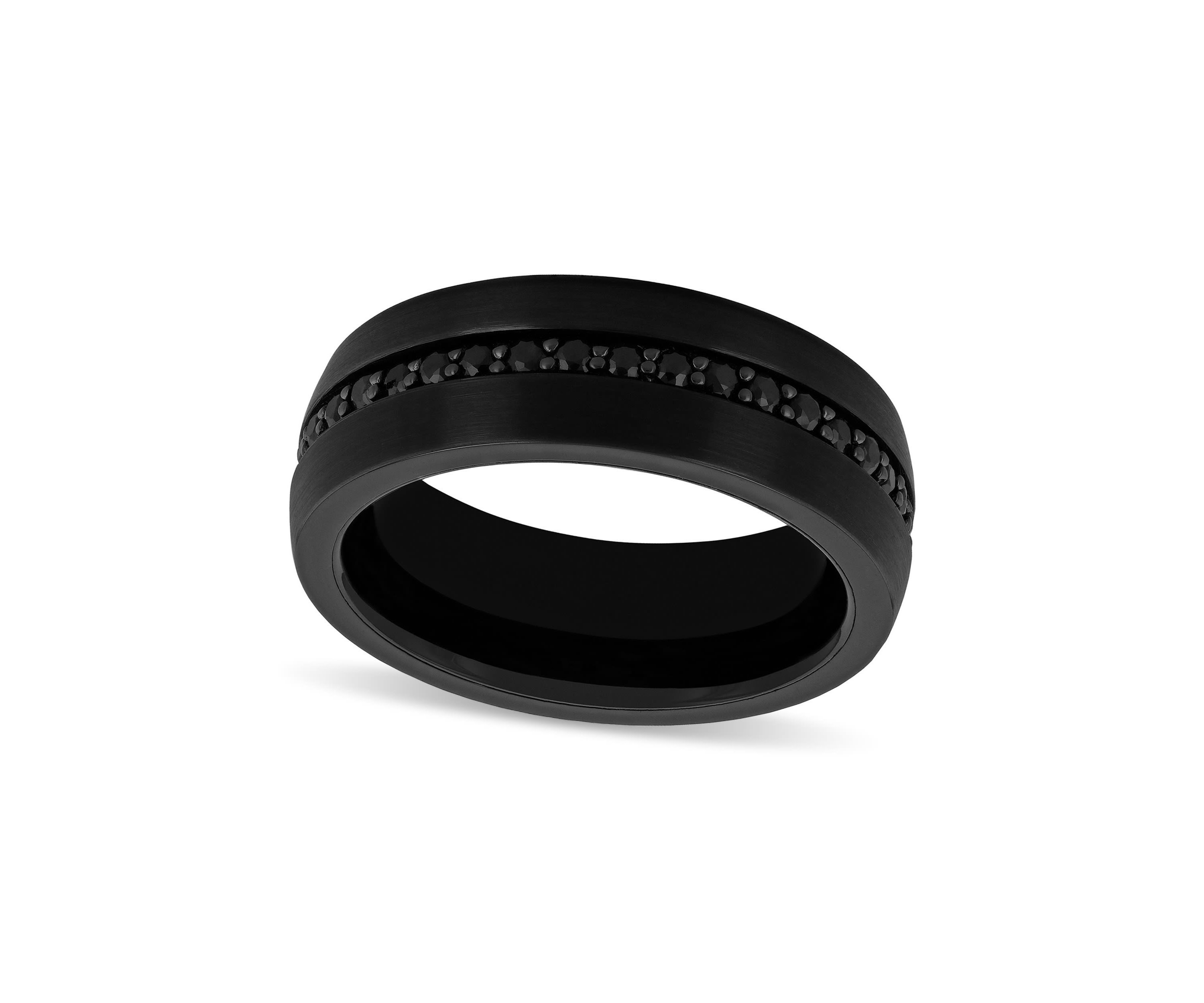 Black Sapphire Eternity 8mm Band in Black Tungsten