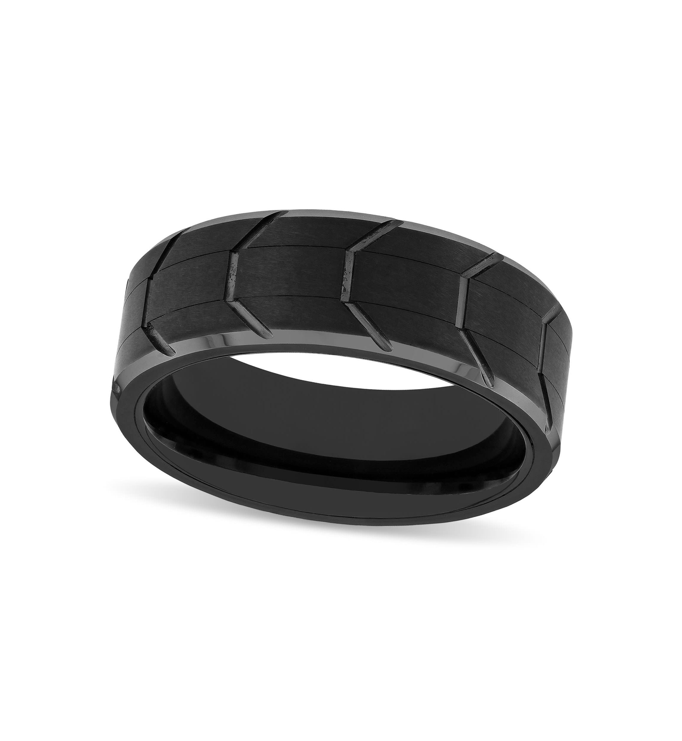 Tire Tread Pattern 8mm Band in Tungsten