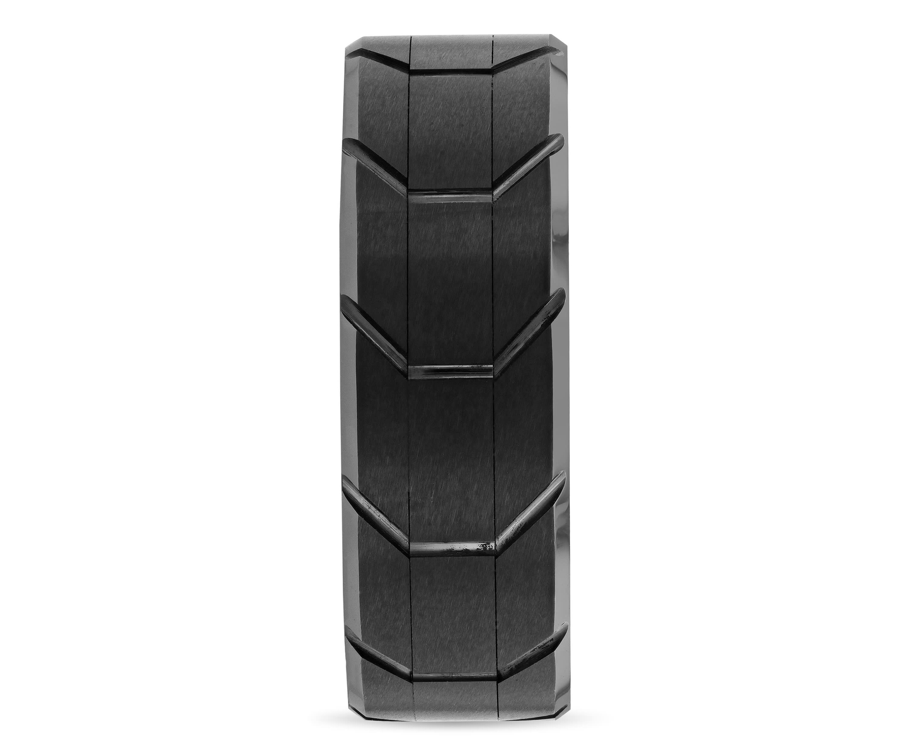 Tire Tread Pattern 8mm Band in Tungsten