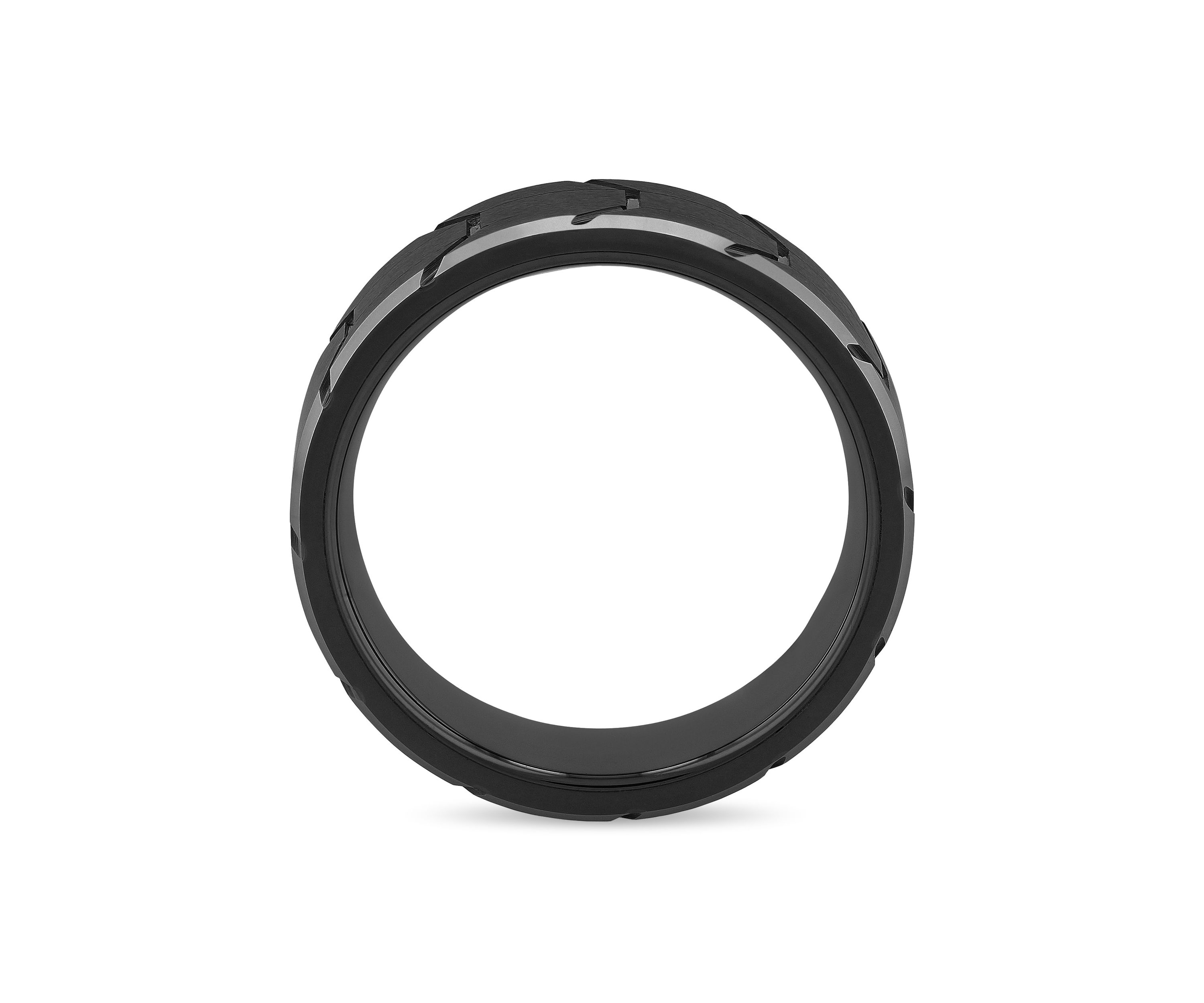 Tire Tread Pattern 8mm Band in Tungsten