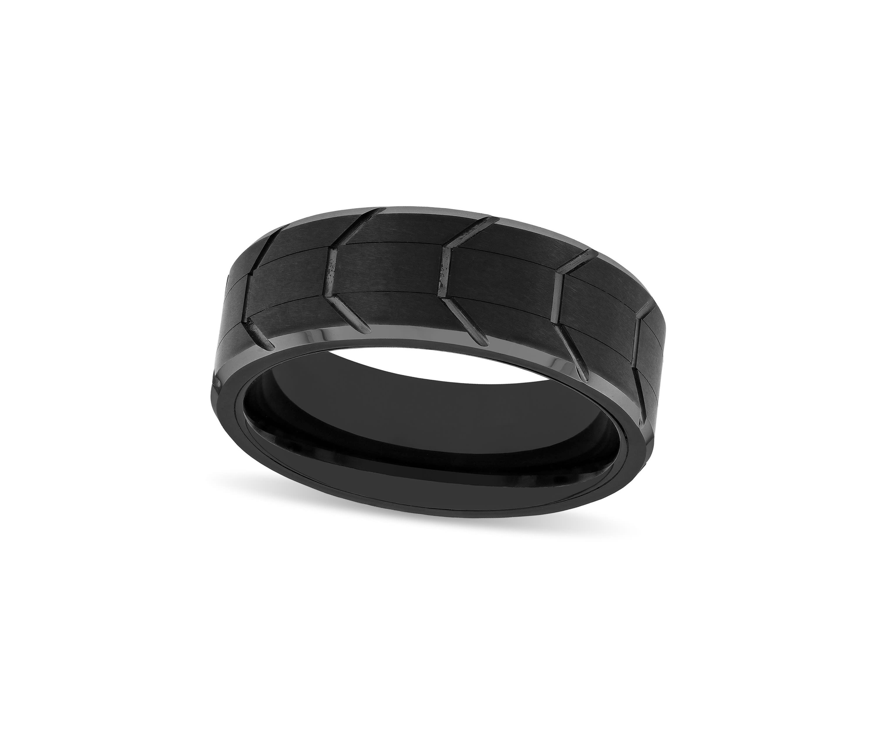 Tire Tread Pattern 8mm Band in Tungsten