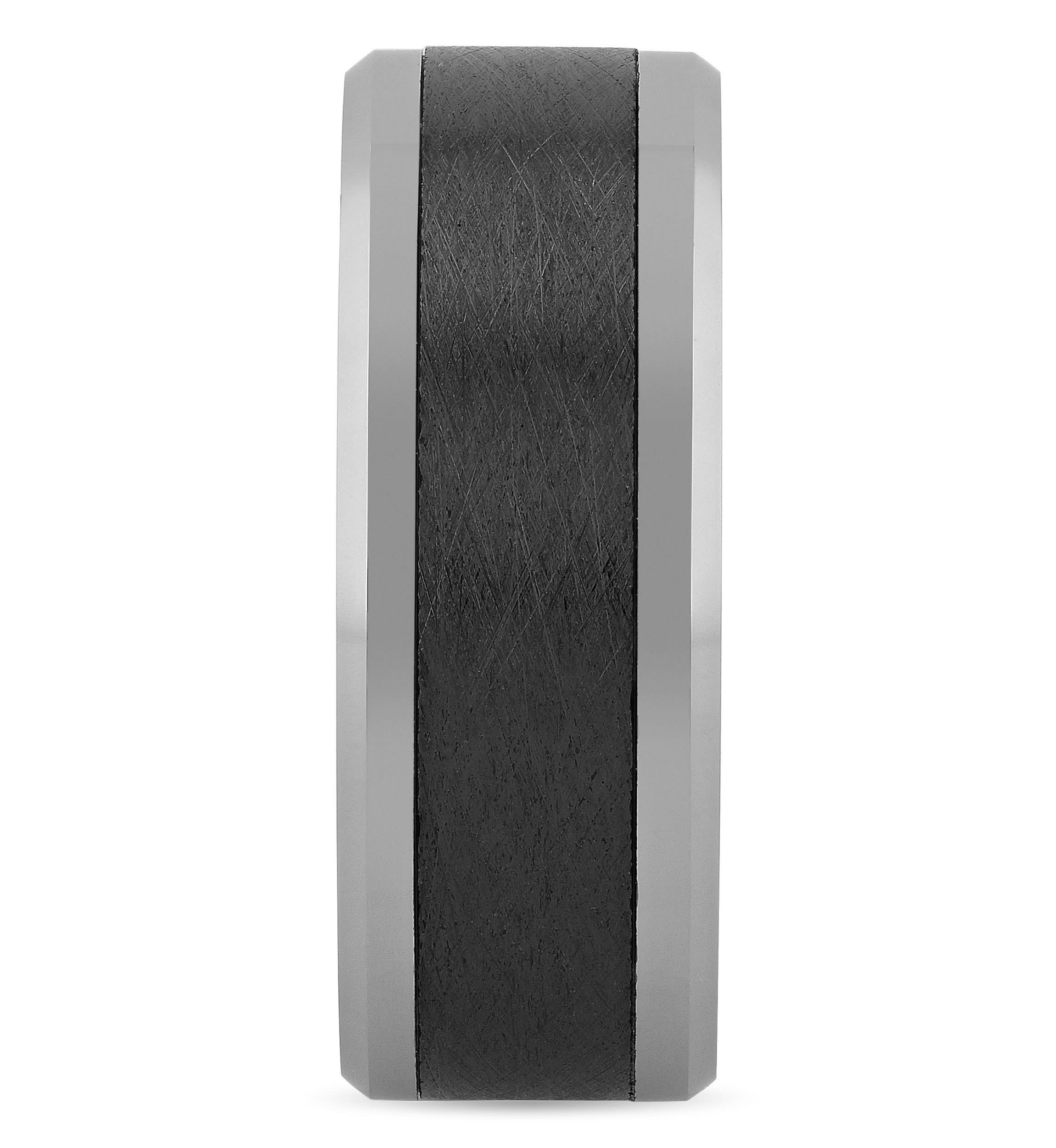 Black Ceramic Inlay 9mm Beveled Band in Tungsten