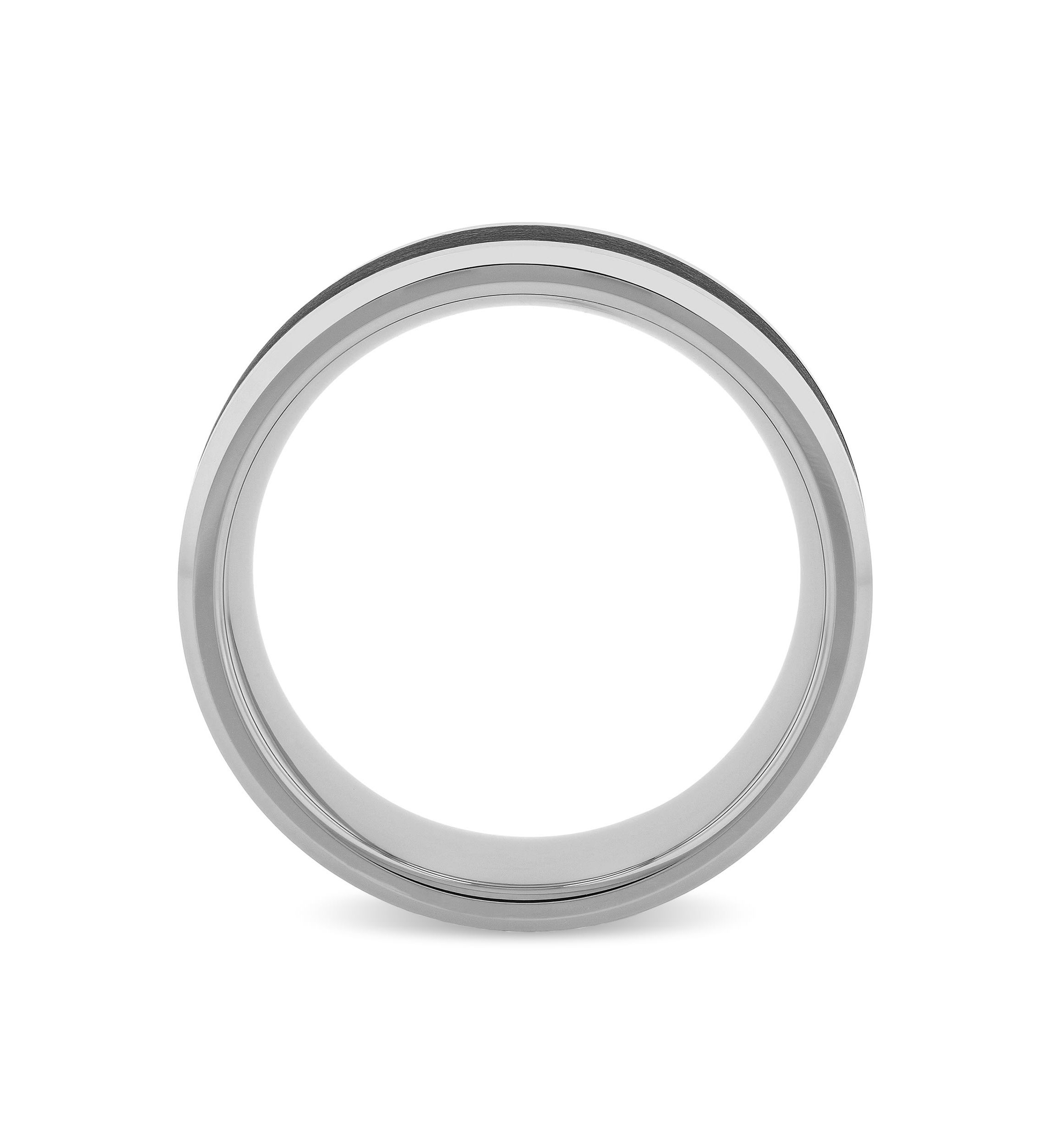 Black Ceramic Inlay 9mm Beveled Band in Tungsten