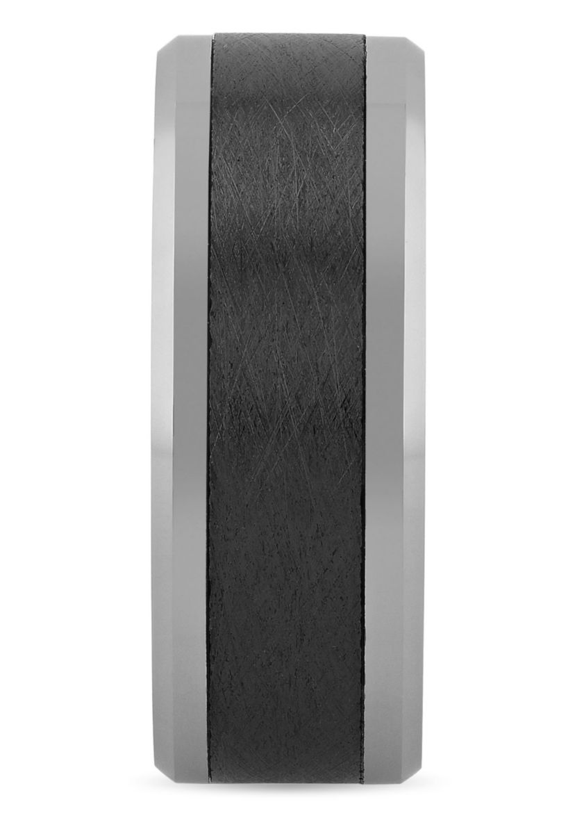 Black Ceramic Inlay 9mm Beveled Band in Tungsten