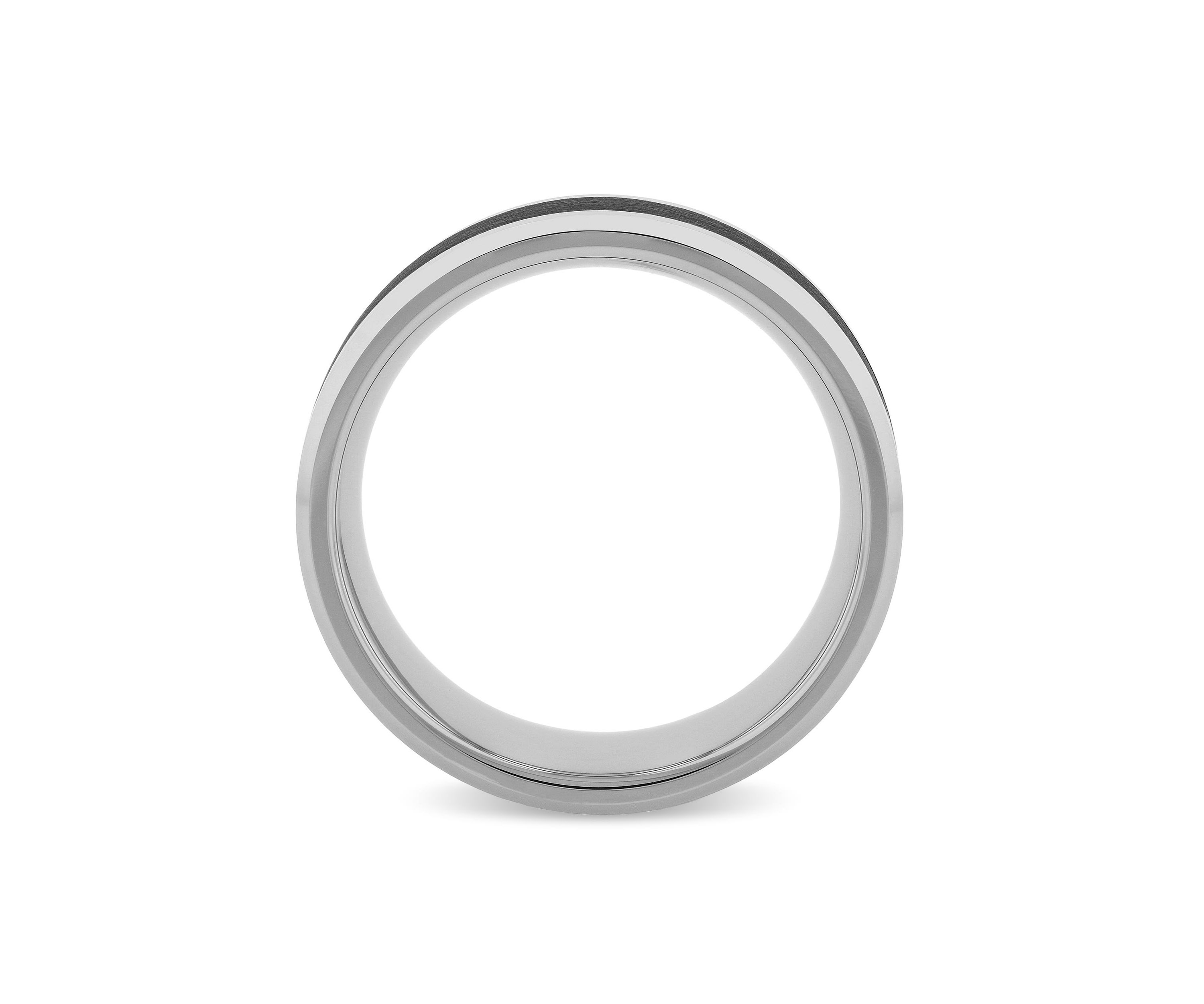 Black Ceramic Inlay 9mm Beveled Band in Tungsten