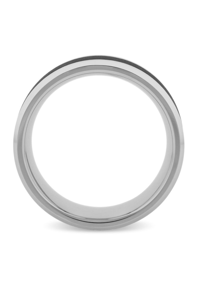 Black Ceramic Inlay 9mm Beveled Band in Tungsten