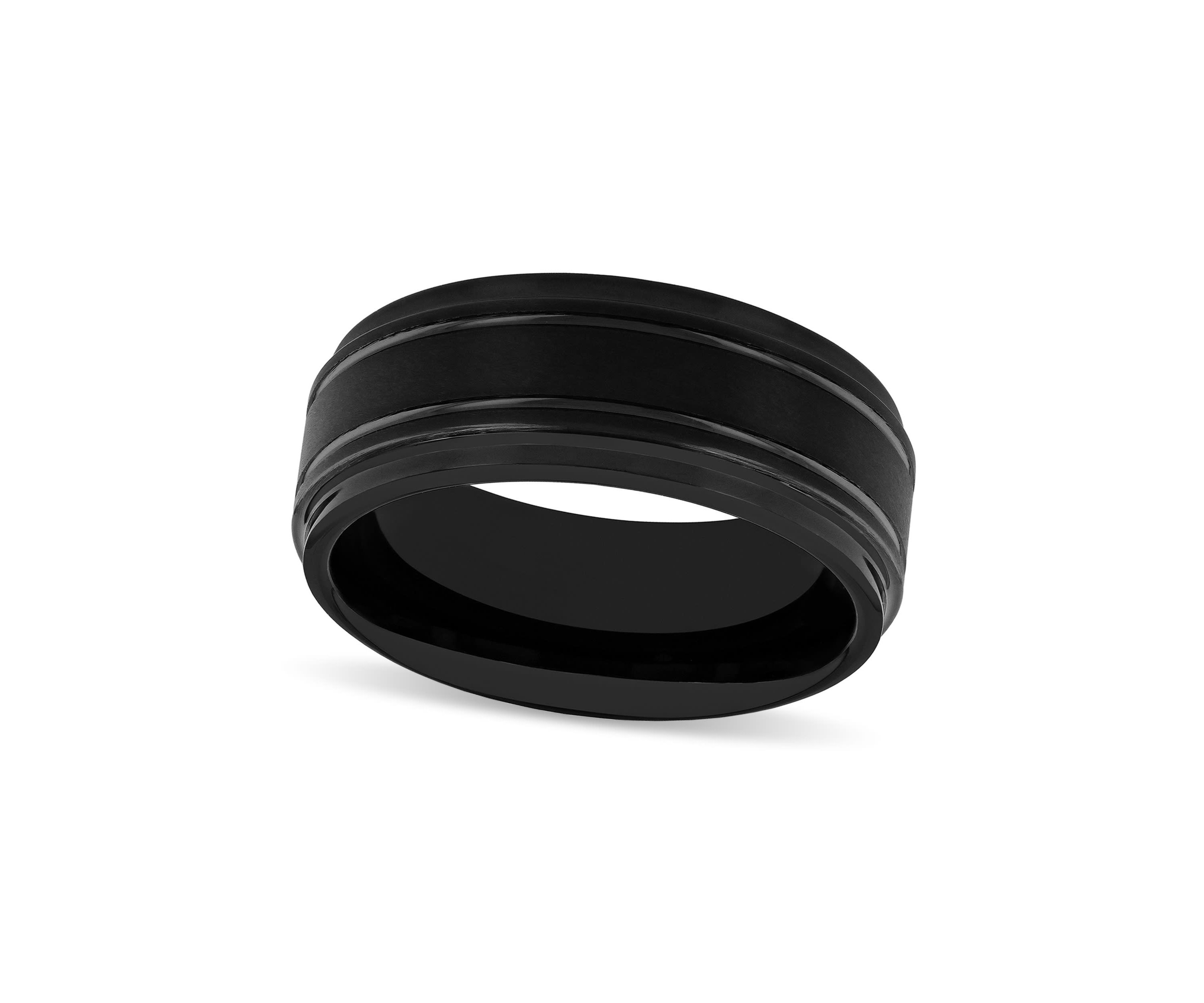 Grooved 9mm Band in Black Tungsten